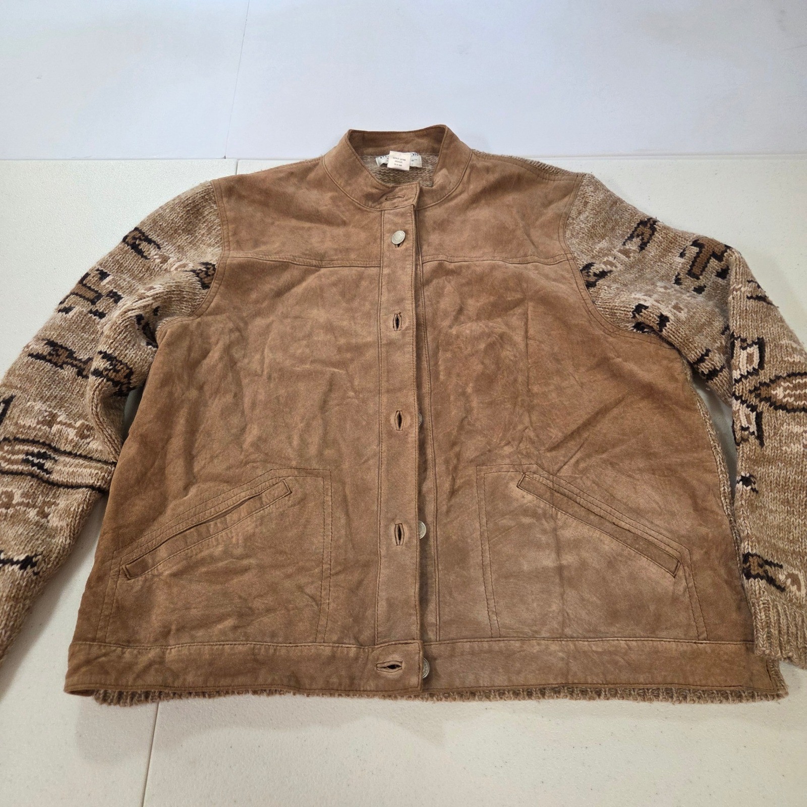 Pendleton Originals Leather & Lambswool Southwestern Jacket Brown Mens XL