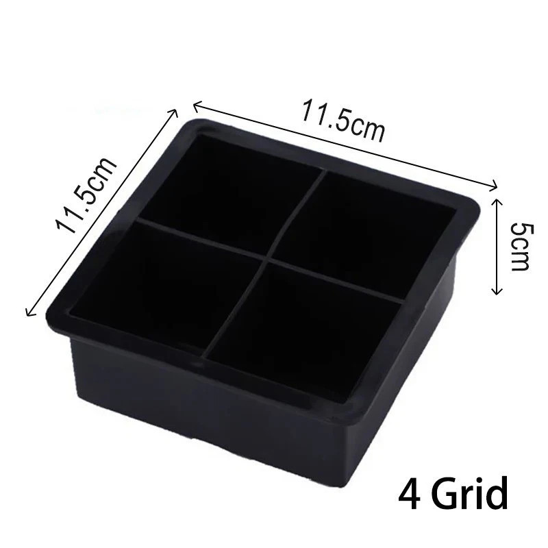 Silicone Big Ice Cubed Maker Large Cube Square Tray Molds Whiskey Ball Cocktails