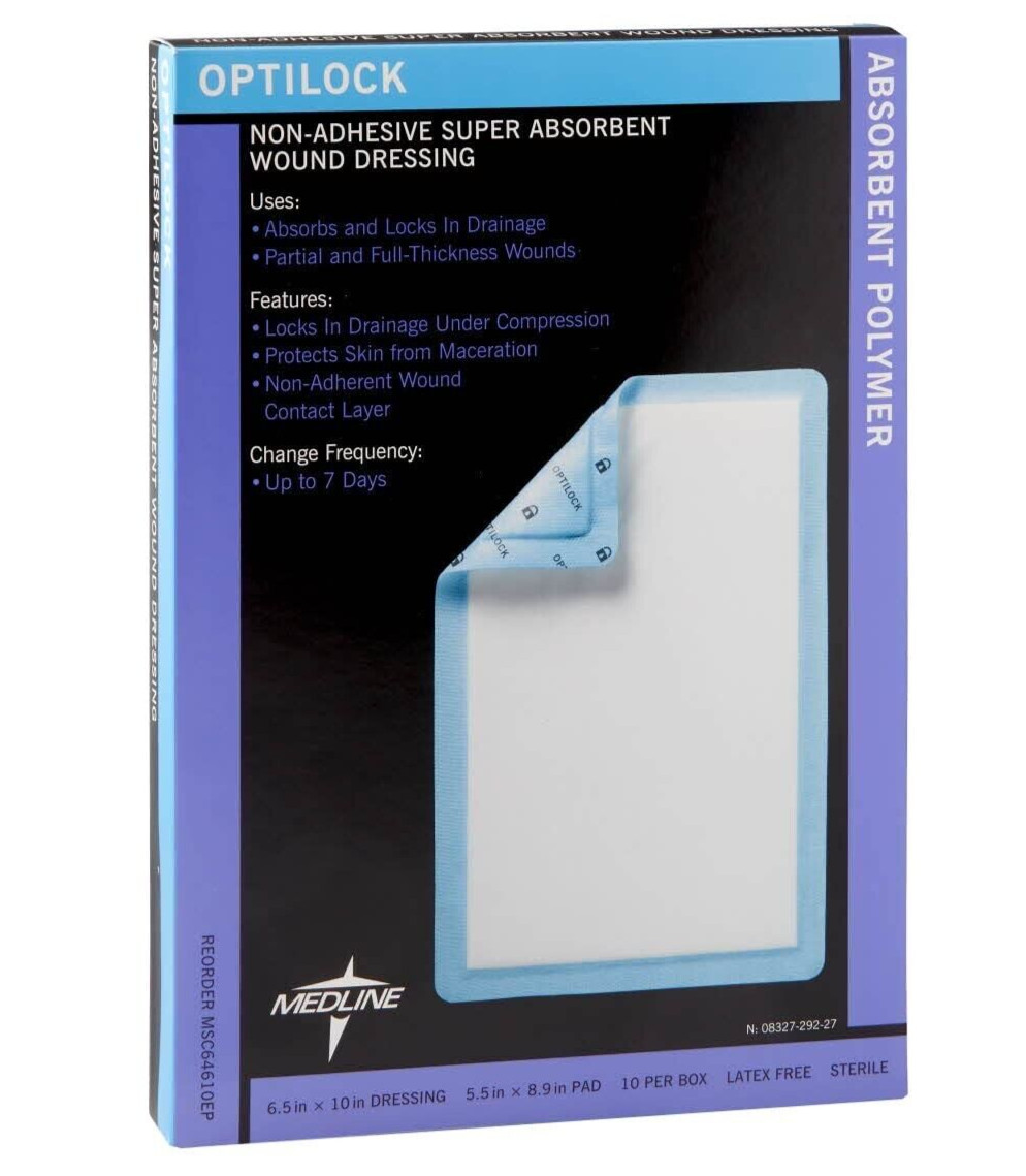 Medline OptiLock Non-Adhesive Super Absorb Dressings, 6.5 Medline OptiLock Non-Adhesive Super Absorb Dressings, 6.5