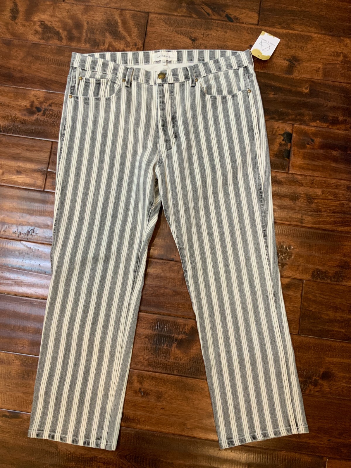 The GREAT Black White Striped Denim The Gent Jeans Size 31