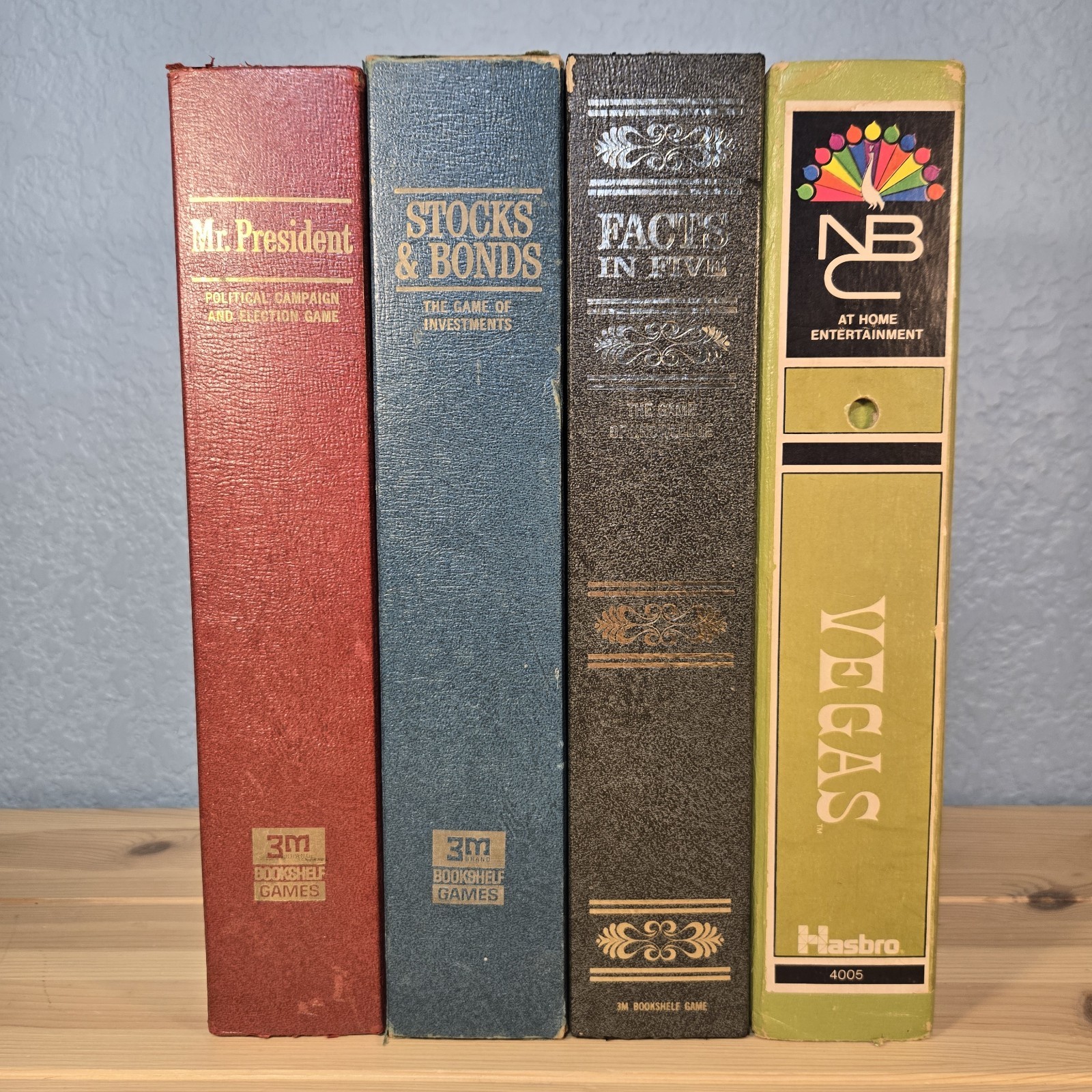 VTG 3M Bookshelf Game Lot of 4 ~ Stocks & Bonds Mr President Facts in Five Vegas