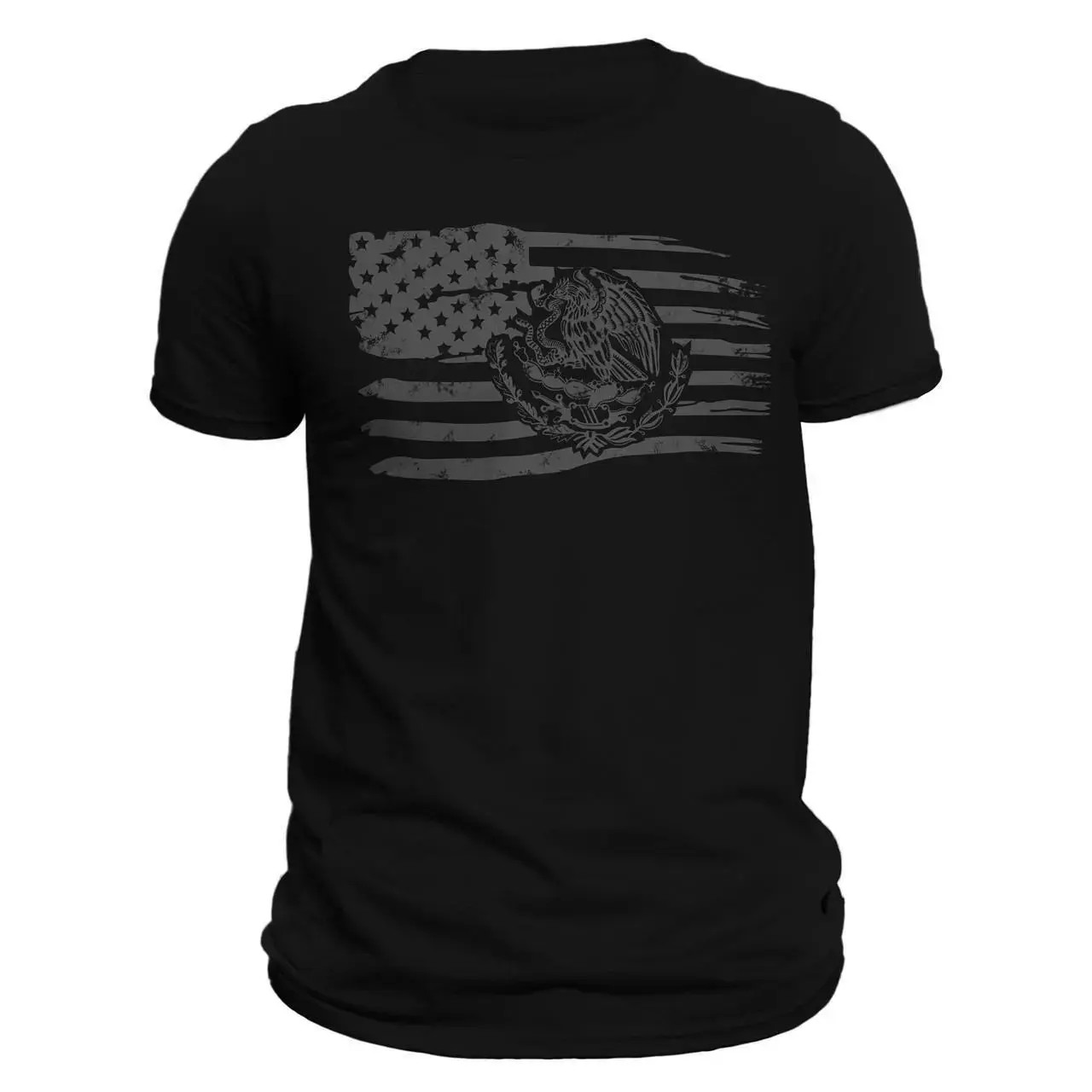 Unisex 100% Cotton Mexican American Flag Casual Crew Neck T‑Shirt Unisex 100% Cotton Mexican American Flag Casual Crew Neck T‑Shirt