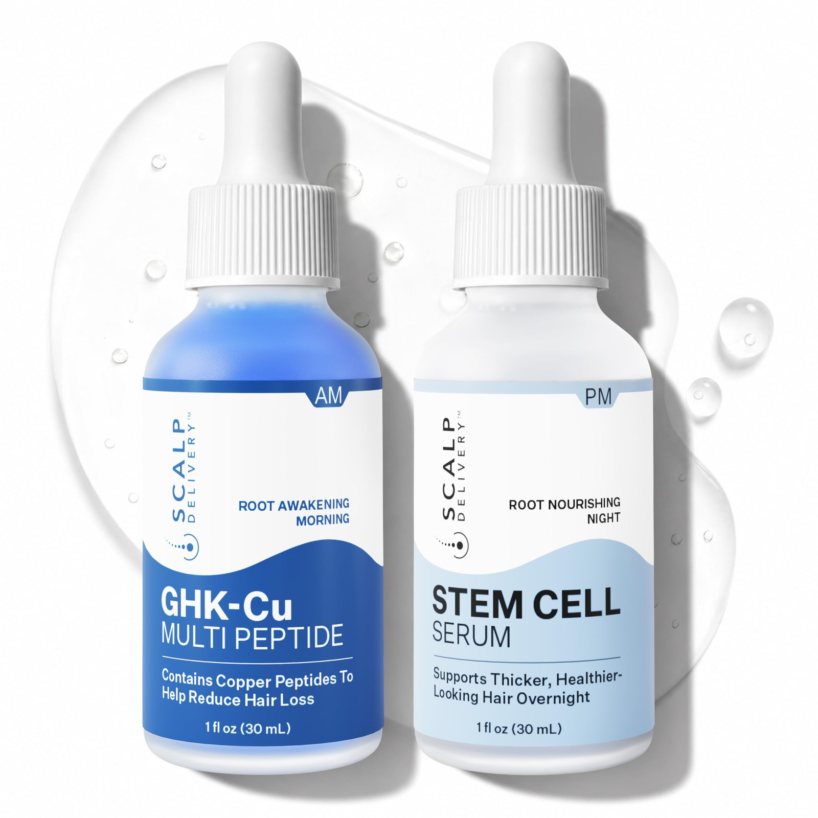 Scalp Delivery AM/PM GHKCu Peptide Scalp Serum | Stem Cell Hair Serum with Re...