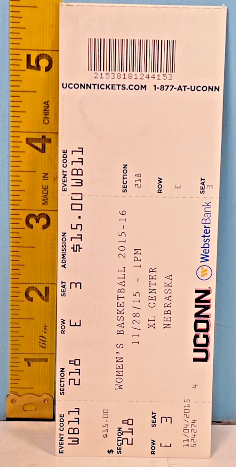 11/28/15 & 12/5/15 UCONN Women\'s Baskeball Ticket Stubs