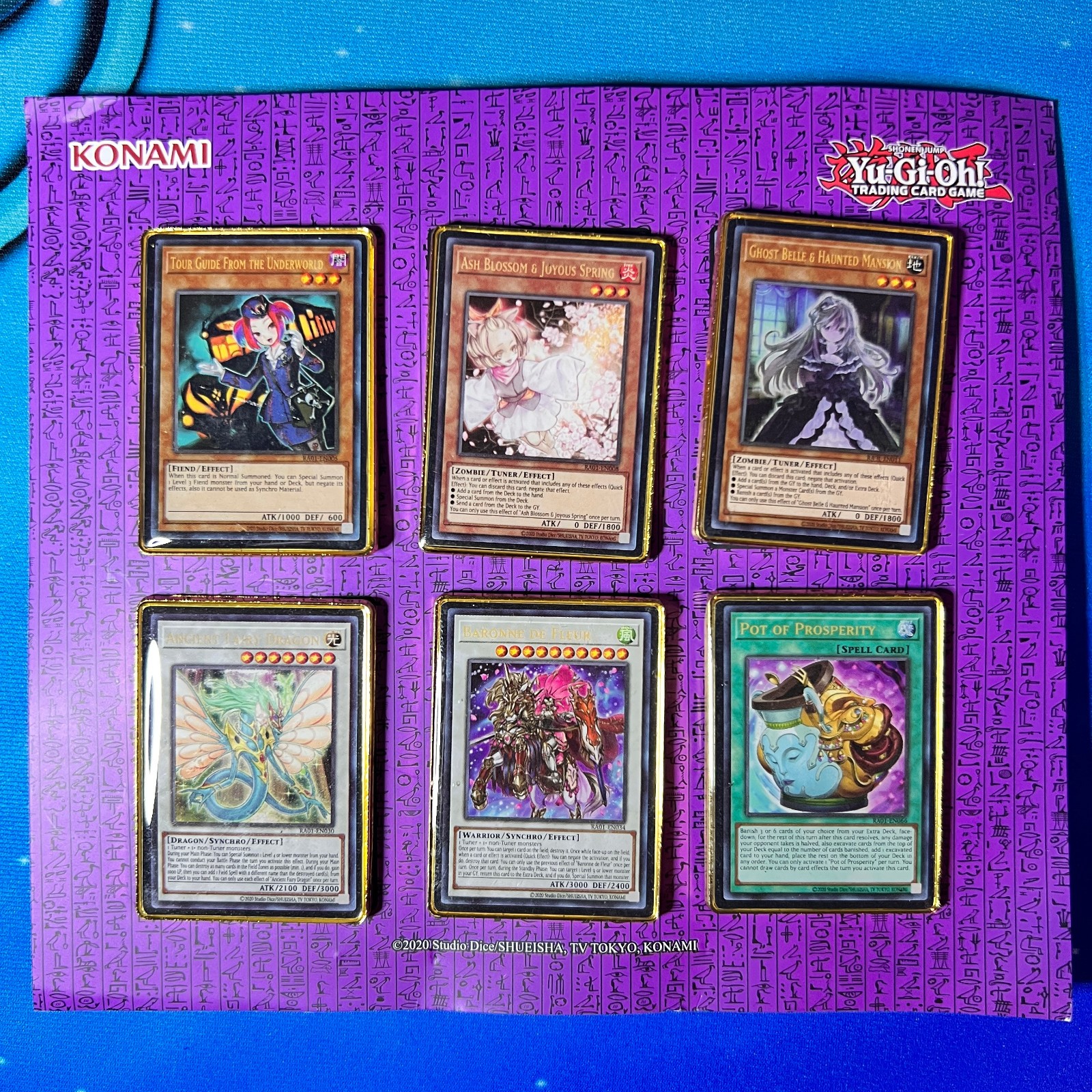YUGIOH 25th Anniversary Metal Pin Set Purple Blue Brown OFFICIAL BADGE Anime YUGIOH 25th Anniversary Metal Pin Set Purple Blue Brown OFFICIAL BADGE Anime