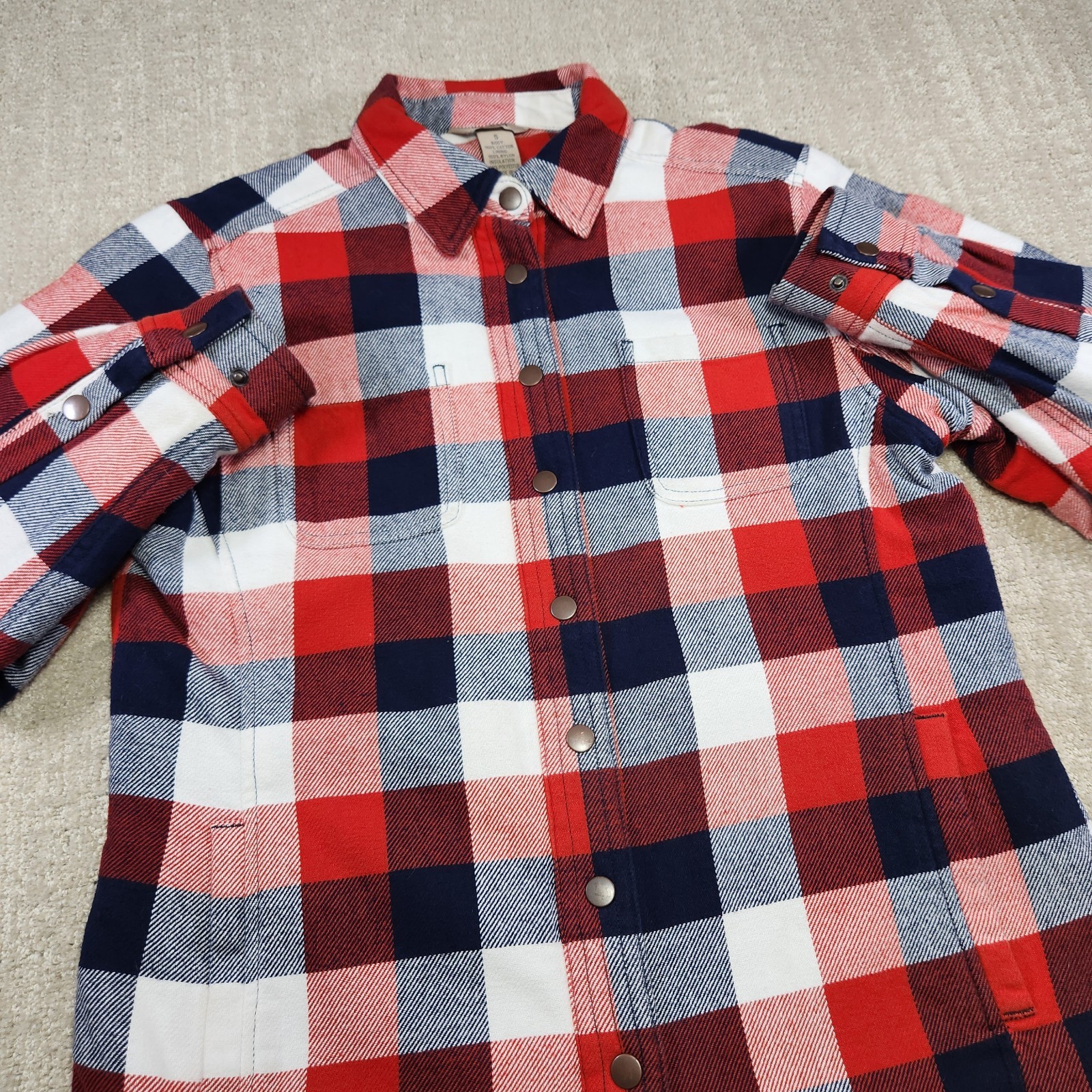 Duluth Jacket Women Small Flapjack Flannel Shacket Quilt Lined Heavy Cotton Duluth Jacket Women Small Flapjack Flannel Shacket Quilt Lined Heavy Cotton