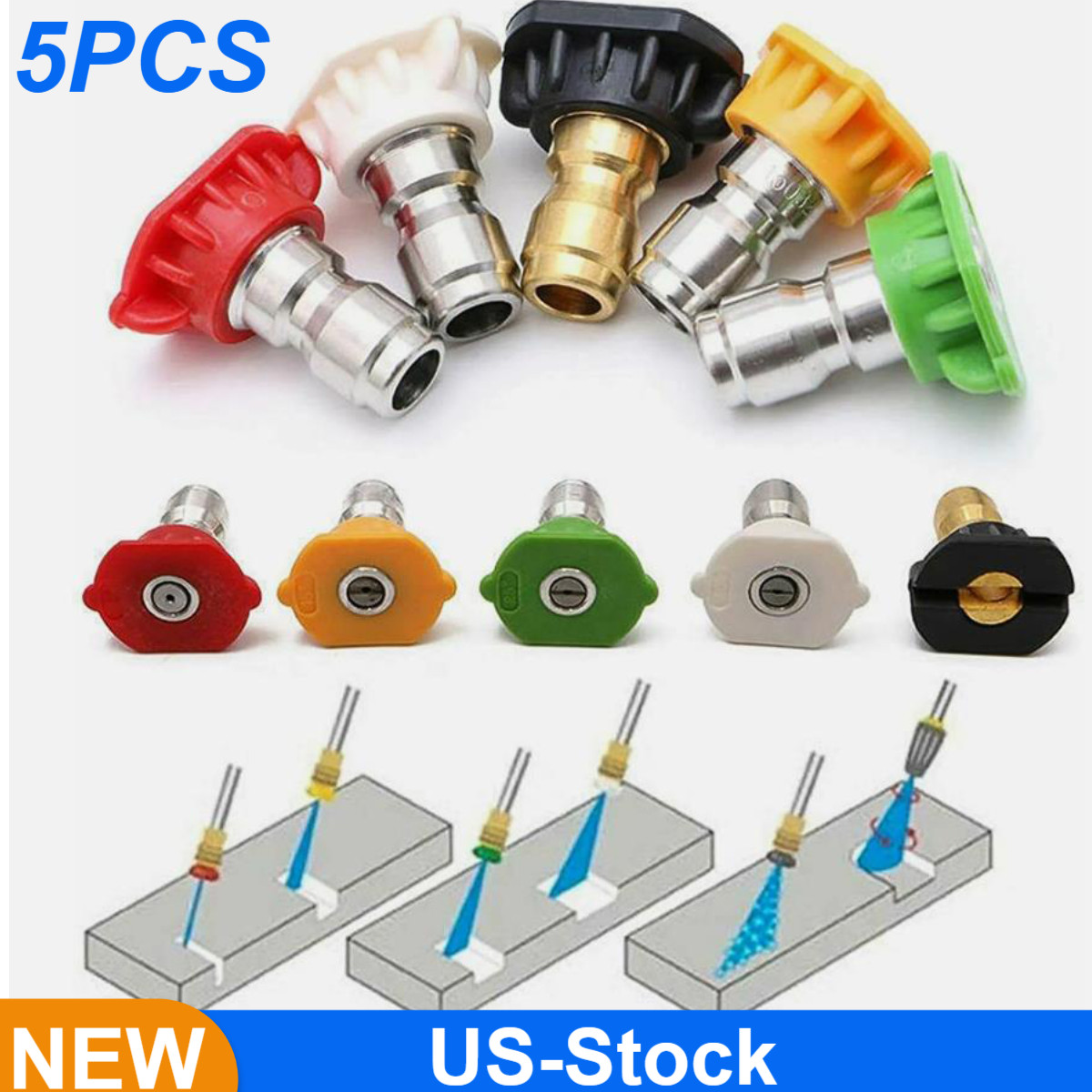 5PCS Pressure Washer Spray Nozzle Set Quick Connect 1/4\