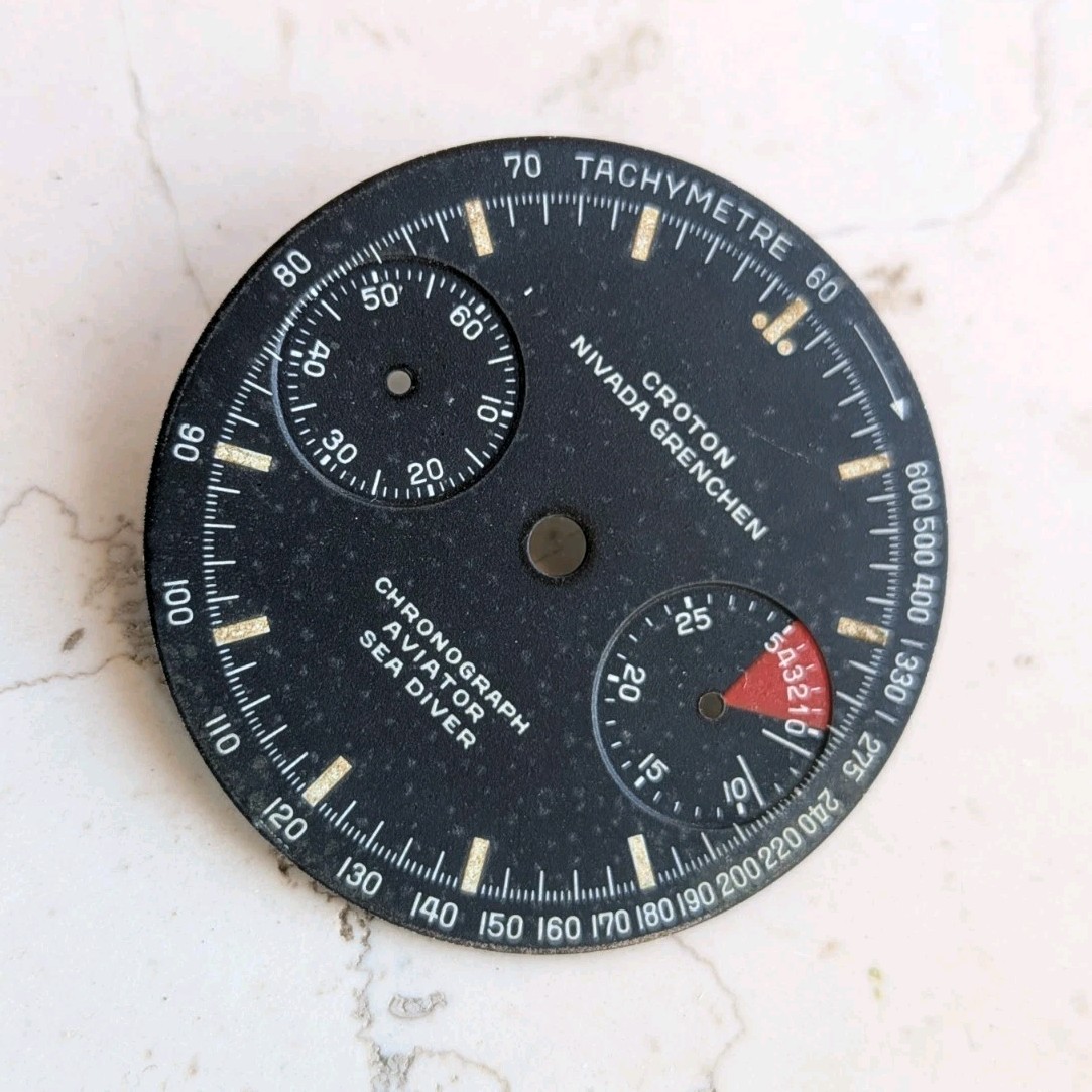 Nivada Grenchen Croton Chronograph Aviator Sea Diver Vintage Dial Nivada Grenchen Croton Chronograph Aviator Sea Diver Vintage Dial