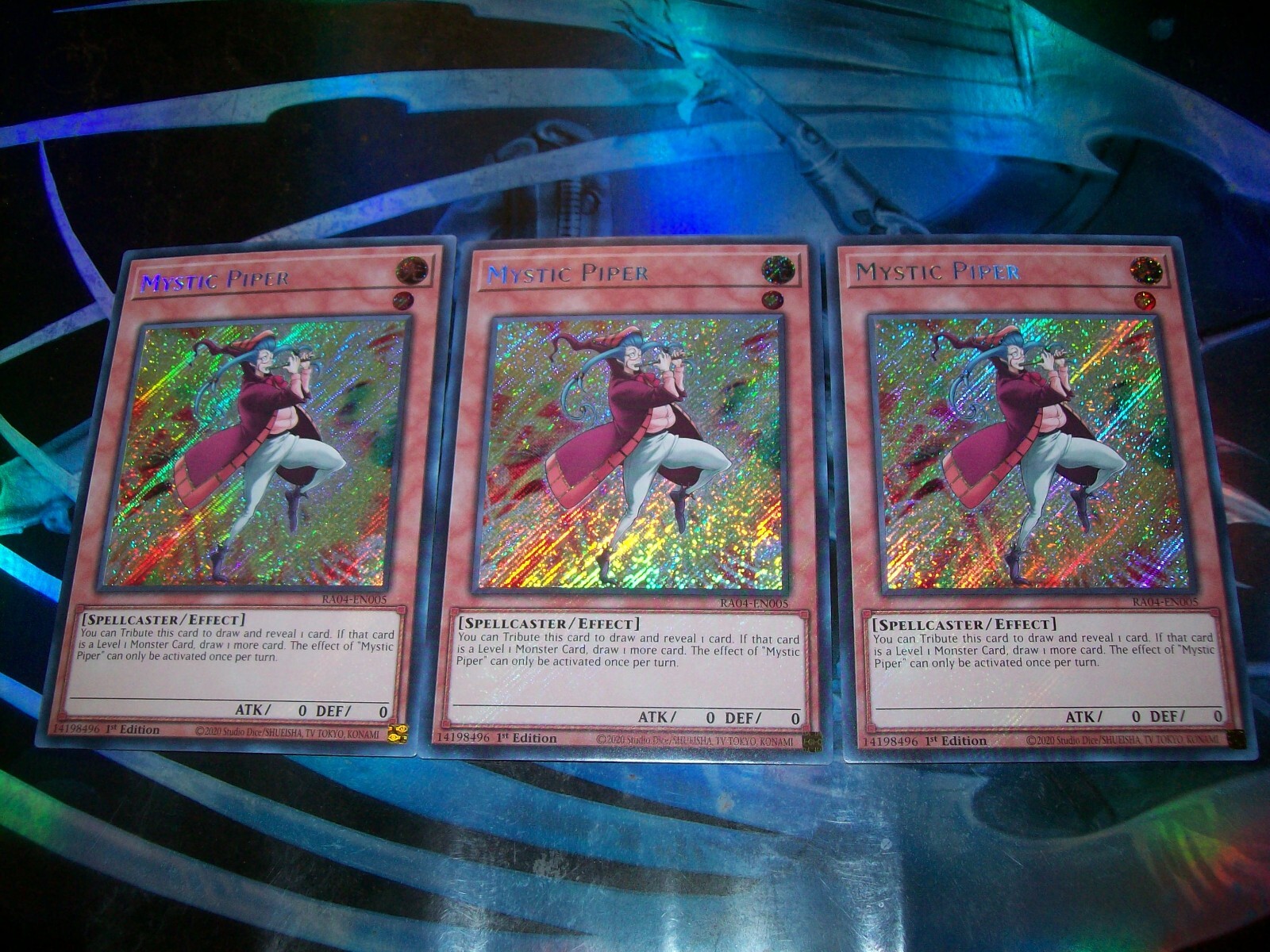 3x Mystic Piper 1st Edition Secret Rare RA04-EN005 Yu-Gi-Oh 3x Mystic Piper 1st Edition Secret Rare RA04-EN005 Yu-Gi-Oh