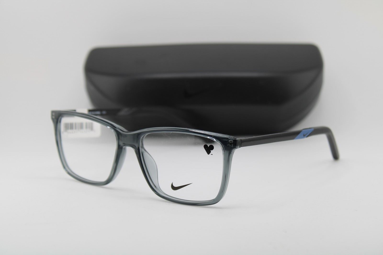 NEW NIKE 7258 034 CLEAR GREY BLACK BLUE AUTHENTIC EYEGLASSES 54-15 NEW NIKE 7258 034 CLEAR GREY BLACK BLUE AUTHENTIC EYEGLASSES 54-15