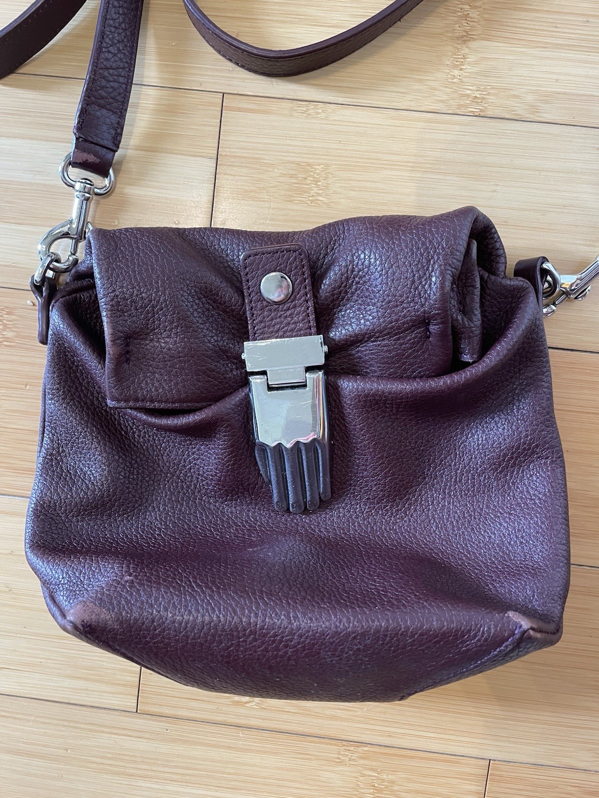 Opening Ceremony Purse With Hand Clasp Burgundy Maroon Leather Purse Unique Opening Ceremony Purse With Hand Clasp Burgundy Maroon Leather Purse Unique