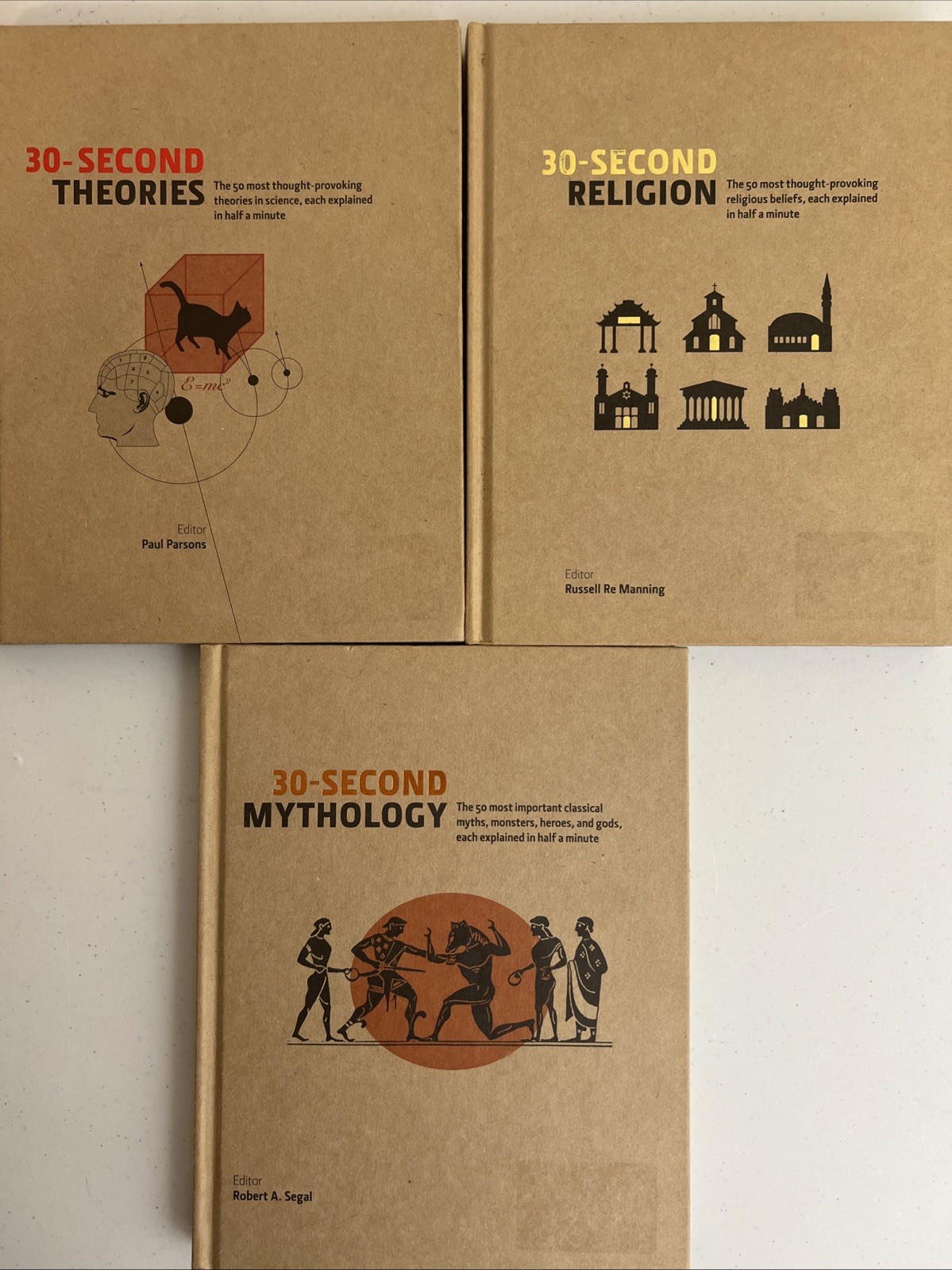 30-Second Series Book Lot 3 – Science Mythology Religion Quick Learning Set HC