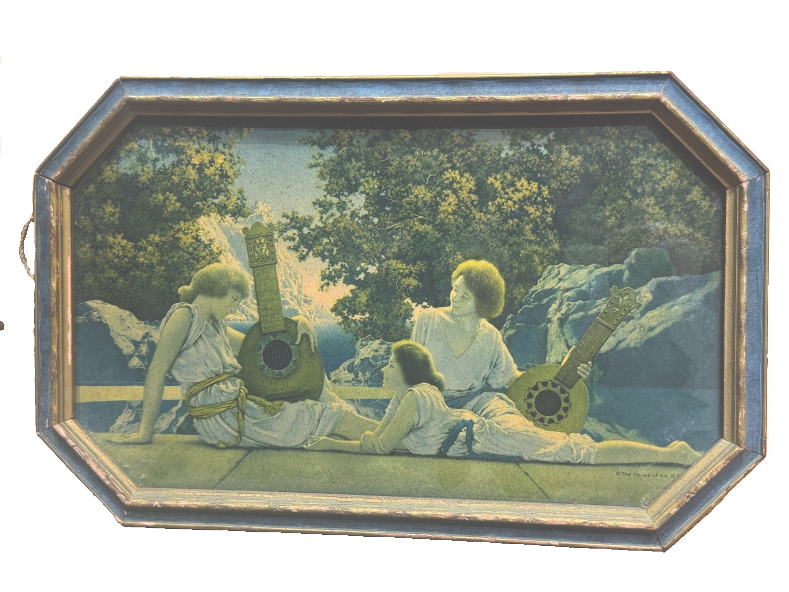 Vintage Maxfield Parrish The Lute Players Print House of Art NY Framed ~11”