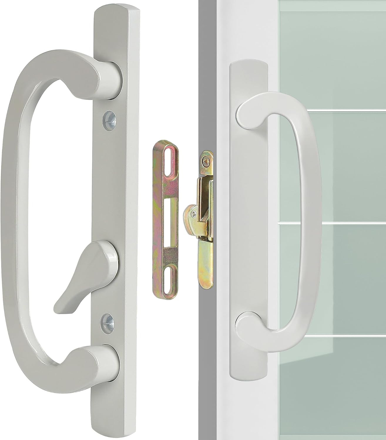 Offset Position Non-Keyed Sliding Patio Door Handleset with Mortise Lock, 45° Ke