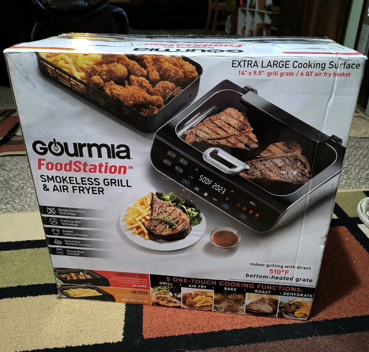 NEW Gourmia FoodStation 5-in-1 Smokeless Grill & Air Fryer W/ Open Box NEW Gourmia FoodStation 5-in-1 Smokeless Grill & Air Fryer W/ Open Box