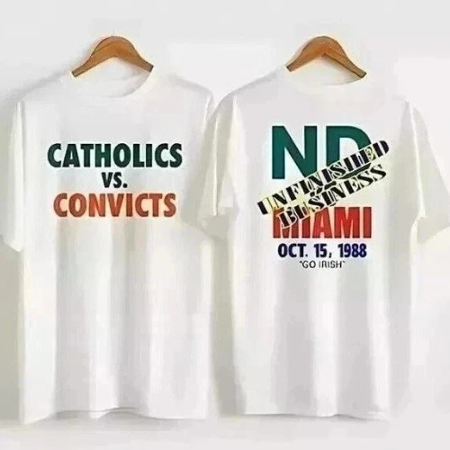 Catholics Vs Convicts 1988 Vintage T-Shirt College Football Rivalry Notre Dame