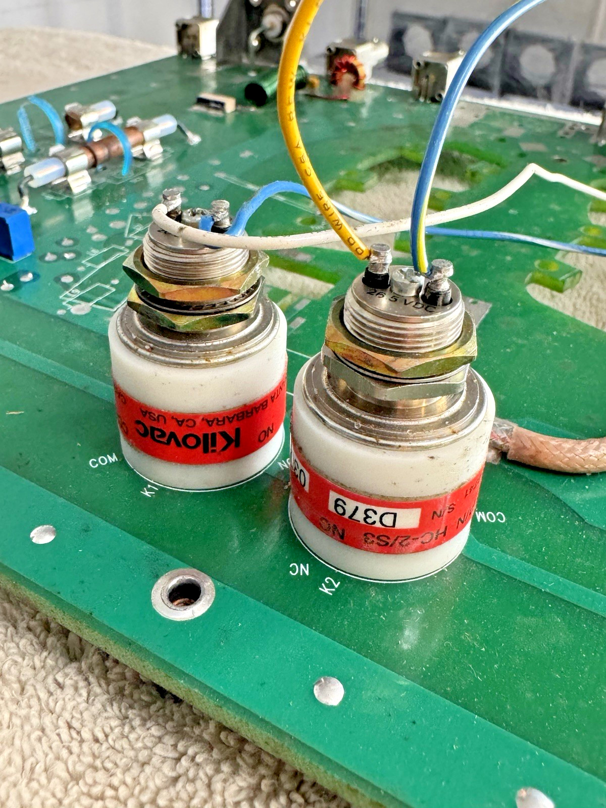Board with Pair of Kilovac Vacuum Relays...HC-2/S3...Lots of Other RF Components Board with Pair of Kilovac Vacuum Relays...HC-2/S3...Lots of Other RF Components
