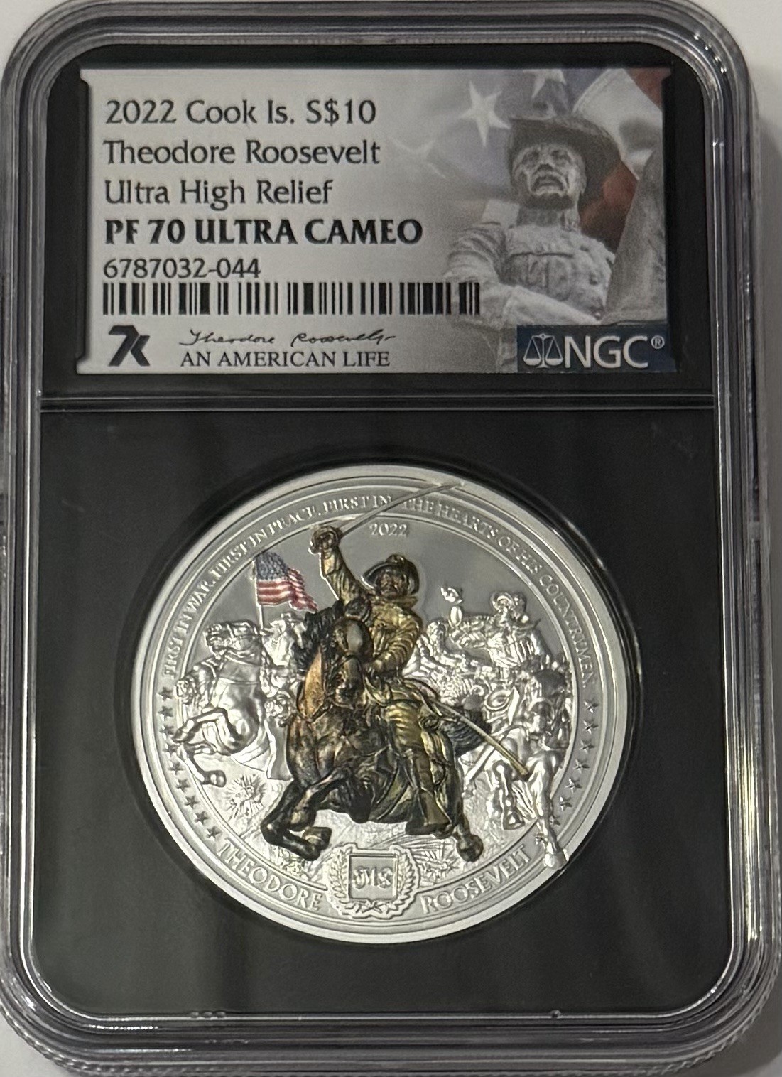 2022 Cook Is. S$10 Theodore Roosevelt Ultra High ReliefPF 70 ULTRA CAMEO 2 Oz 2022 Cook Is. S$10 Theodore Roosevelt Ultra High ReliefPF 70 ULTRA CAMEO 2 Oz