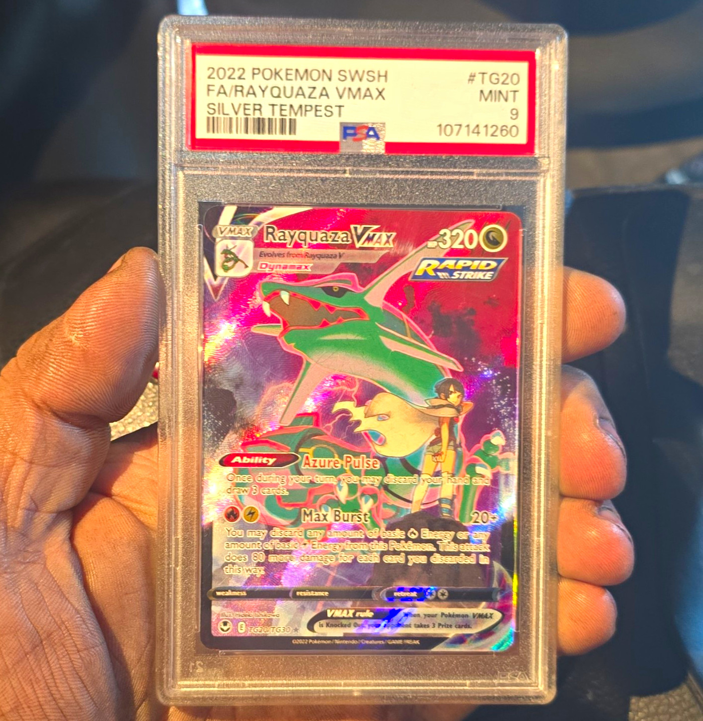 PSA 9 Rayquaza VMAX TG20/TG30 Silver Tempest Trainer Gallery Holo FA 2022 EN PSA 9 Rayquaza VMAX TG20/TG30 Silver Tempest Trainer Gallery Holo FA 2022 EN