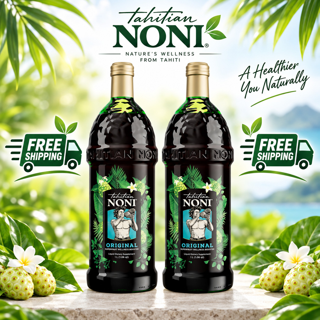 TAHITIAN NONI ® Juice - Original By Morinda - Brand New 2 Bottle Case