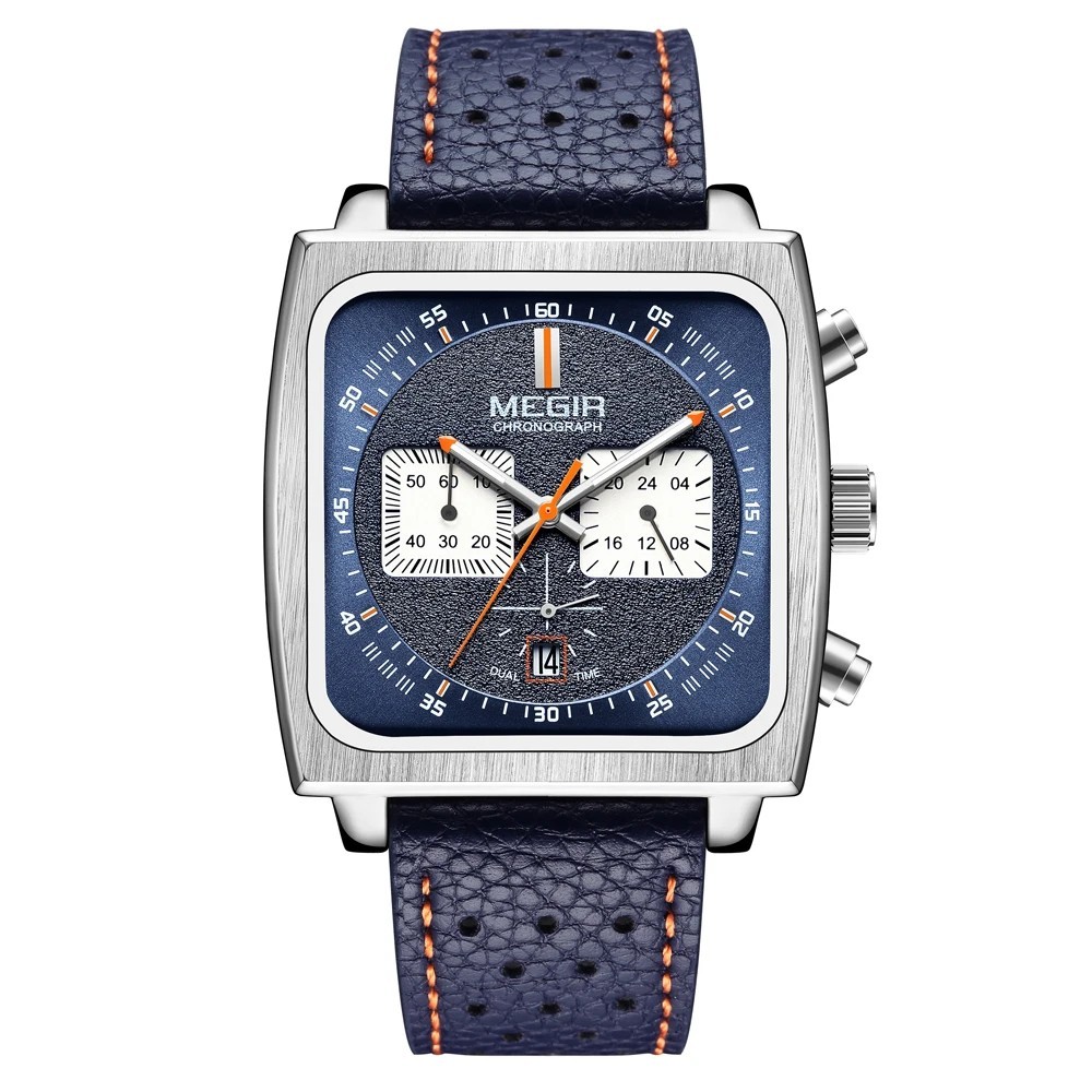 New Square Dial Chronograph Quartz Men's Watche Steel Monaco Style Watch