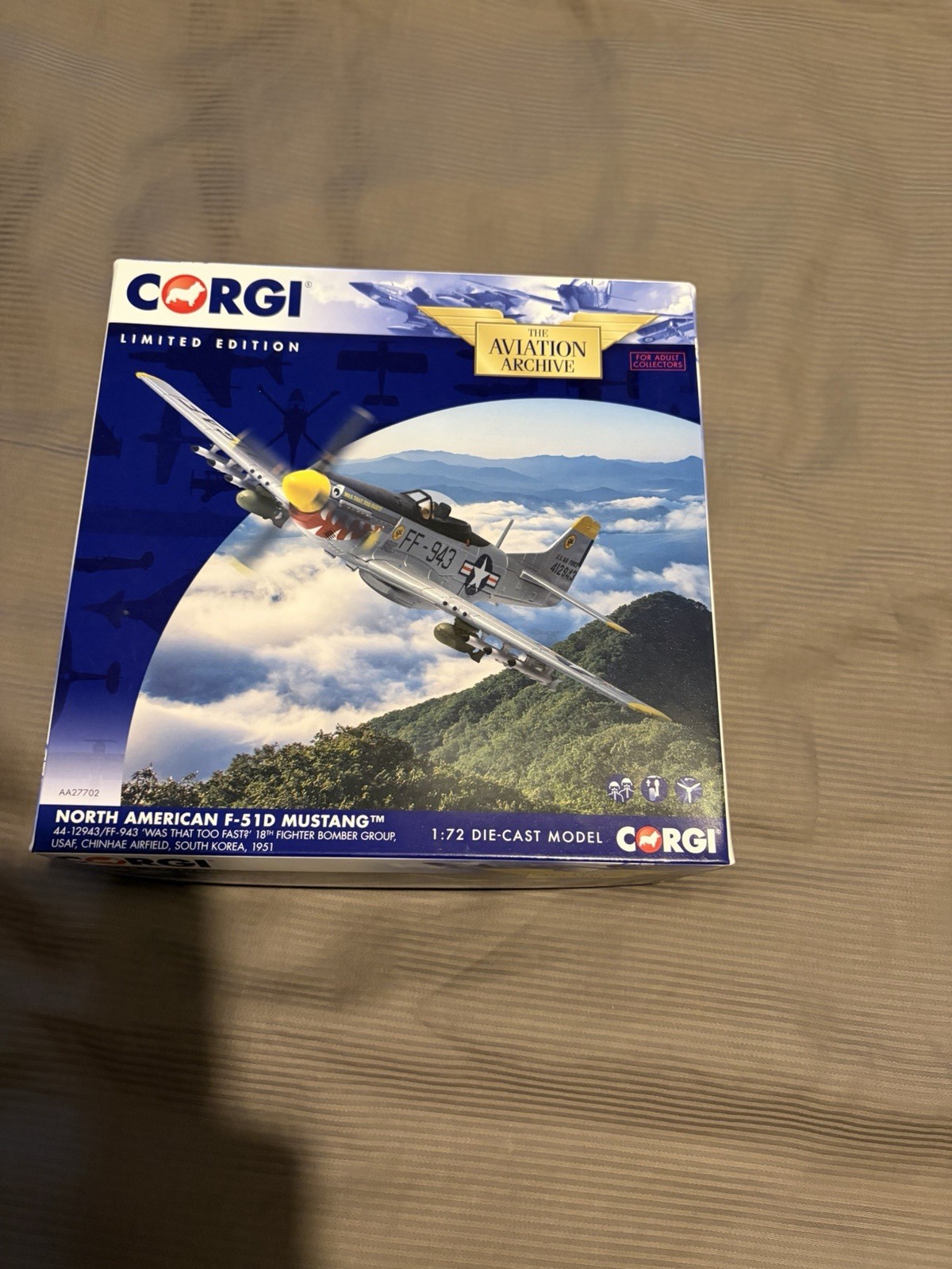 Corgi 1:72 Scale North American F-51D Mustang AA27702 Corgi 1:72 Scale North American F-51D Mustang AA27702