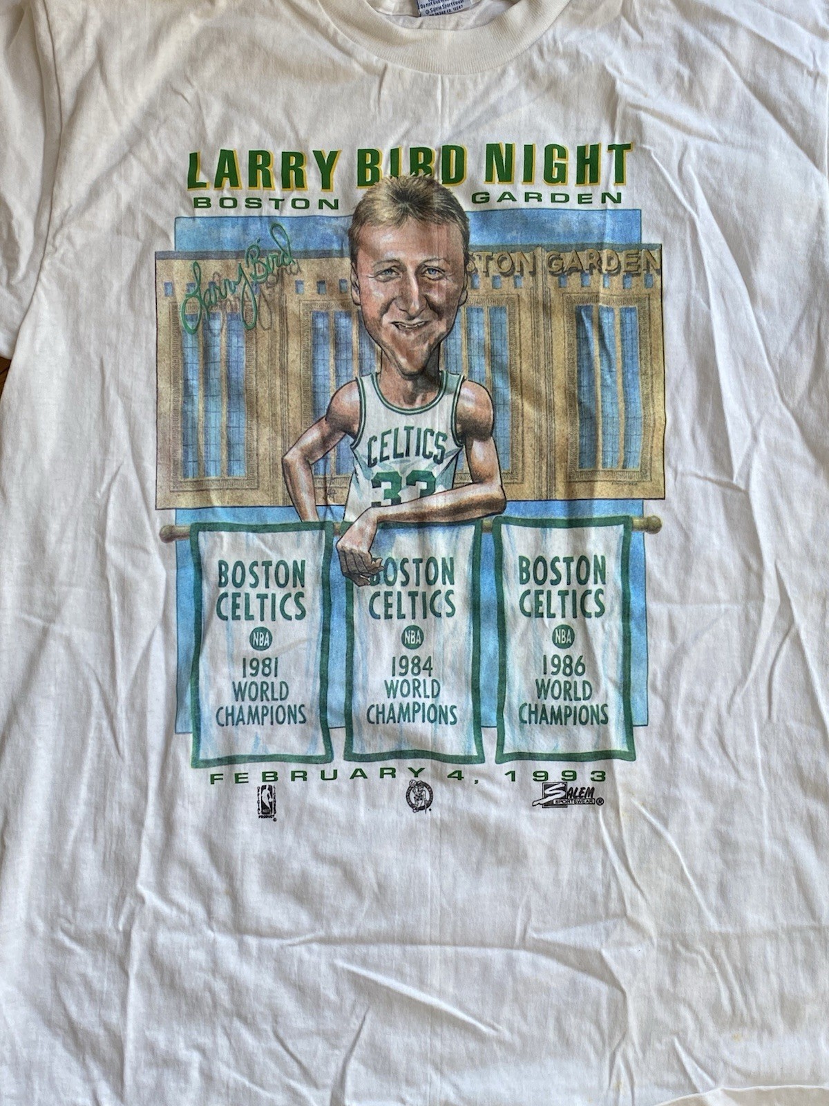 Larry Bird Night Boston Celtics Feb 4 1993 Caricature T Shirt Size XL Vtg NBA Larry Bird Night Boston Celtics Feb 4 1993 Caricature T Shirt Size XL Vtg NBA
