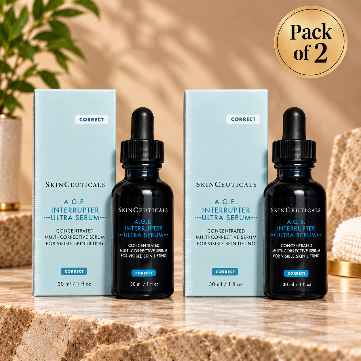 Pack of 2 SkinCeuticals A.G.E. Interrupter Ultra Serum 1 oz Full Size