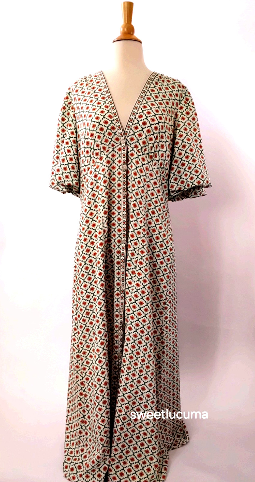 NWT Max Studio Maxi Dress S Smocked Back Floral Balloon Sleeve Boho Cottagecore