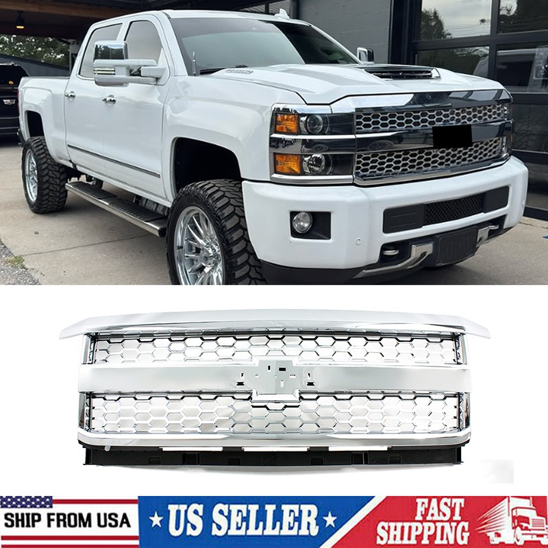 For 2017-2019 Chevrolet Silverado 2500 HD Front Bumper Grille Chrome 84580506 US