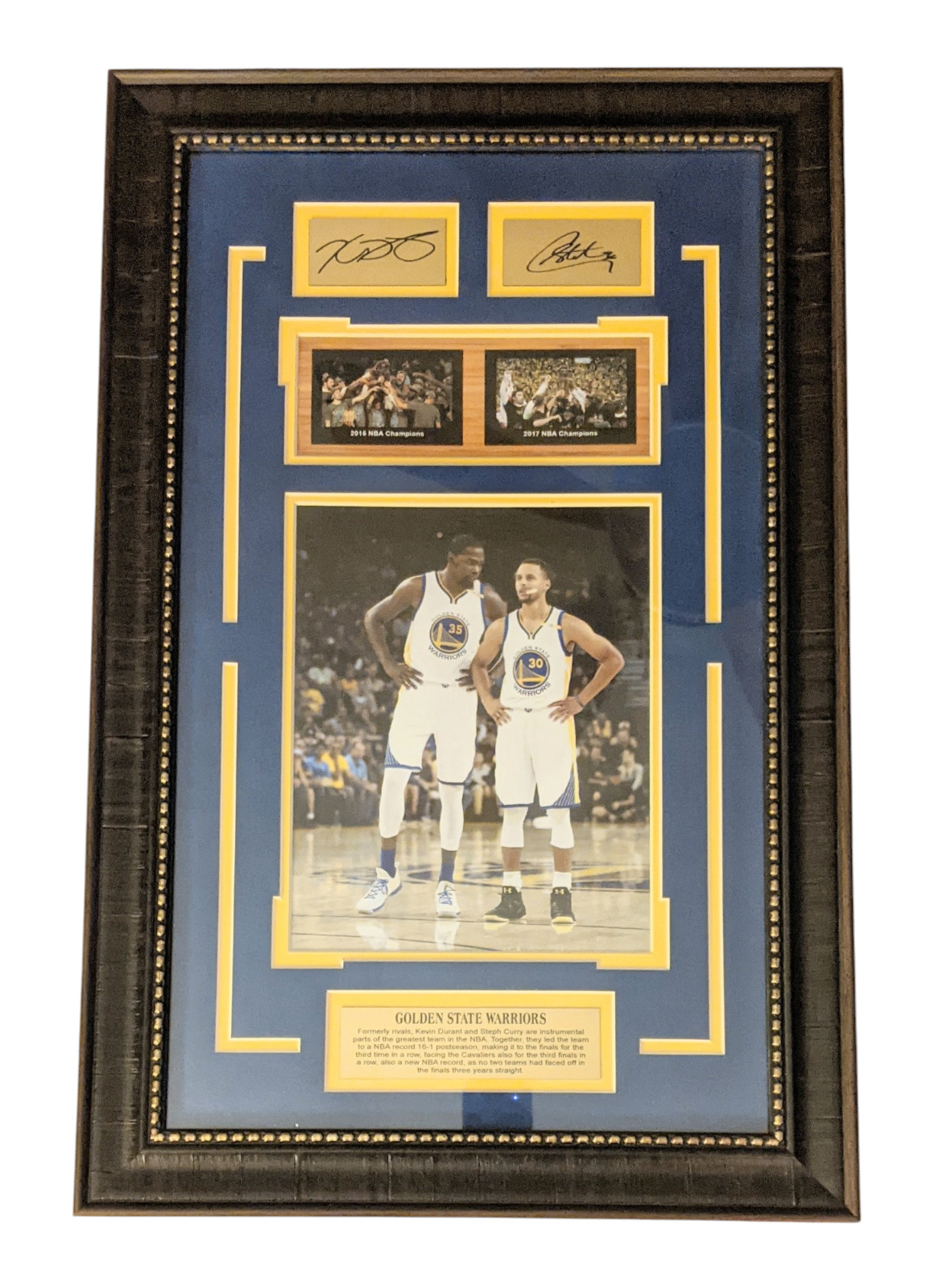 STEPH CURRY KEVIN DURANT Laser Engraved Signature Framed Championship 16-17 RARE STEPH CURRY KEVIN DURANT Laser Engraved Signature Framed Championship 16-17 RARE