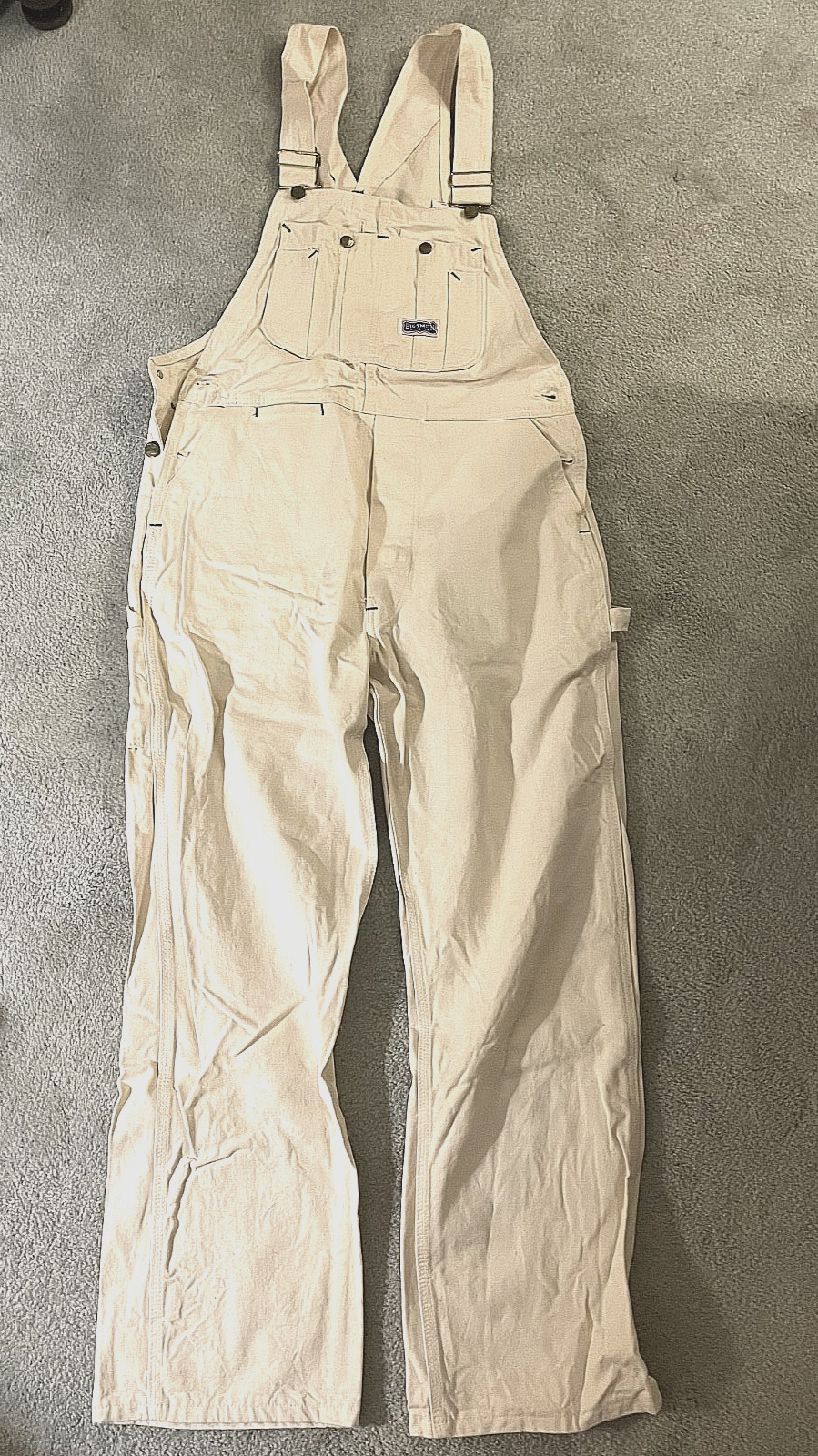 VTG Big Smith White Painters Overalls Deadstock NOS Y2K Baggy 34x32 Canvas