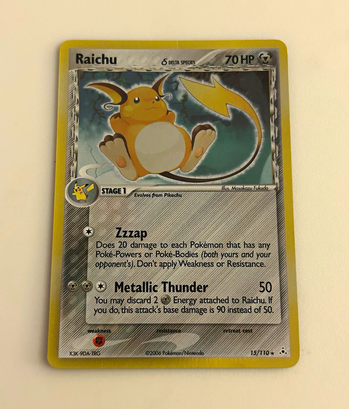 Raichu Delta Species 15/110 EX Holon Phantoms Holo Rare 70 HP EN Raichu Delta Species 15/110 EX Holon Phantoms Holo Rare 70 HP EN