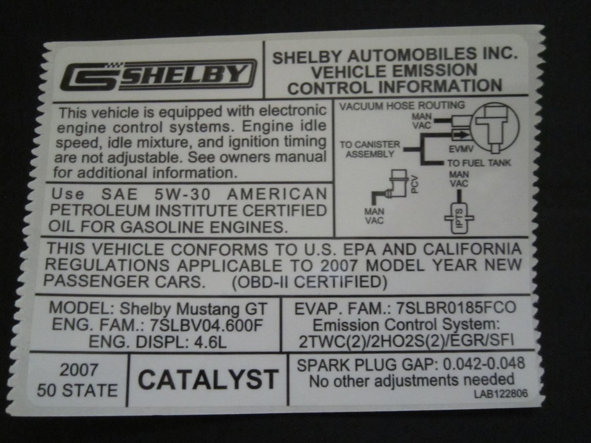 OEM 2007 Shelby GT-H Hertz GTH Emission Decal 4.6 Ford Mustang NEW OLD STOCK OEM 2007 Shelby GT-H Hertz GTH Emission Decal 4.6 Ford Mustang NEW OLD STOCK