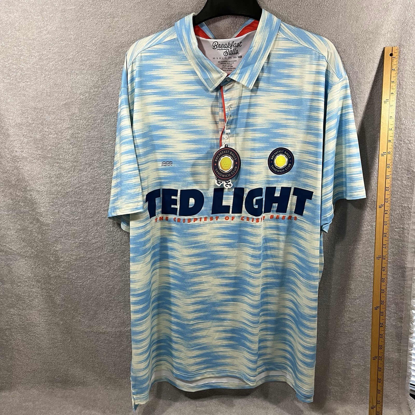 RSVLTS Ted Light Breakfast Balls Polo Shirt Mens 4XL Golf Stretch RSVLTS Ted Light Breakfast Balls Polo Shirt Mens 4XL Golf Stretch