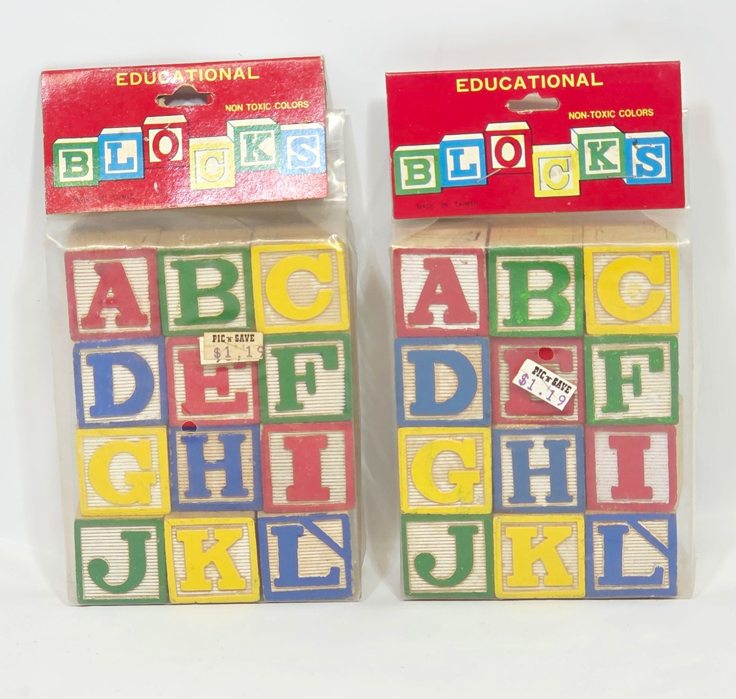 Vintage Wooden Alphabet Blocks 2 Sealed Packs NOS Educational Learning Toy 24 Pc Vintage Wooden Alphabet Blocks 2 Sealed Packs NOS Educational Learning Toy 24 Pc