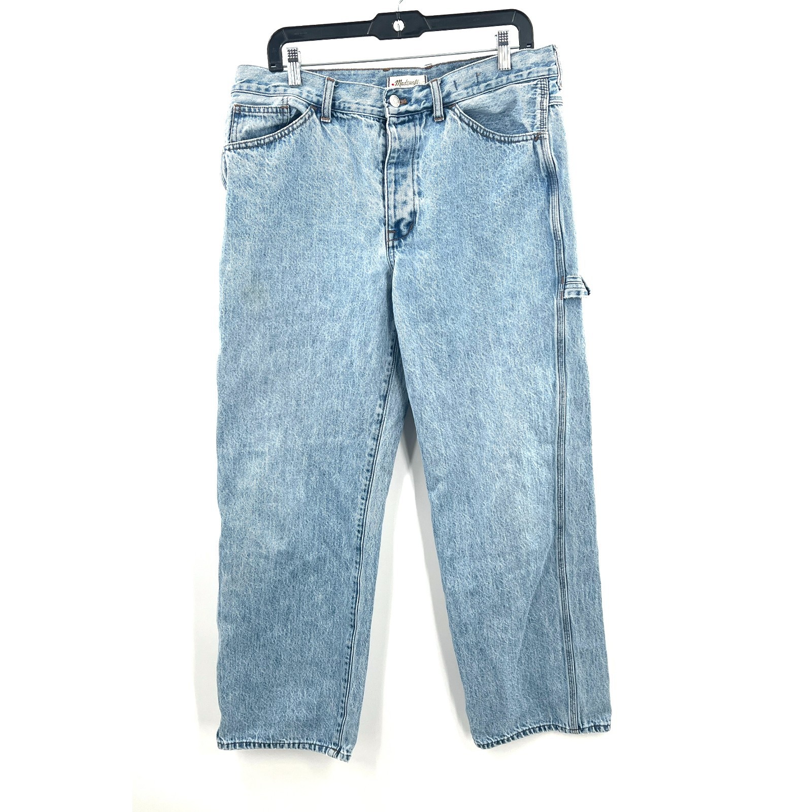 Madewell low slung straight carpenter jeans light wash 90s retro workwear 31