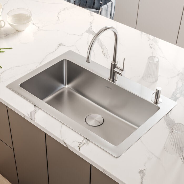 Ruvati 33x22'' Topmount 16 Gauge SS Single Bowl Kitchen Sink -RVM5001 Ruvati 33x22'' Topmount 16 Gauge SS Single Bowl Kitchen Sink -RVM5001