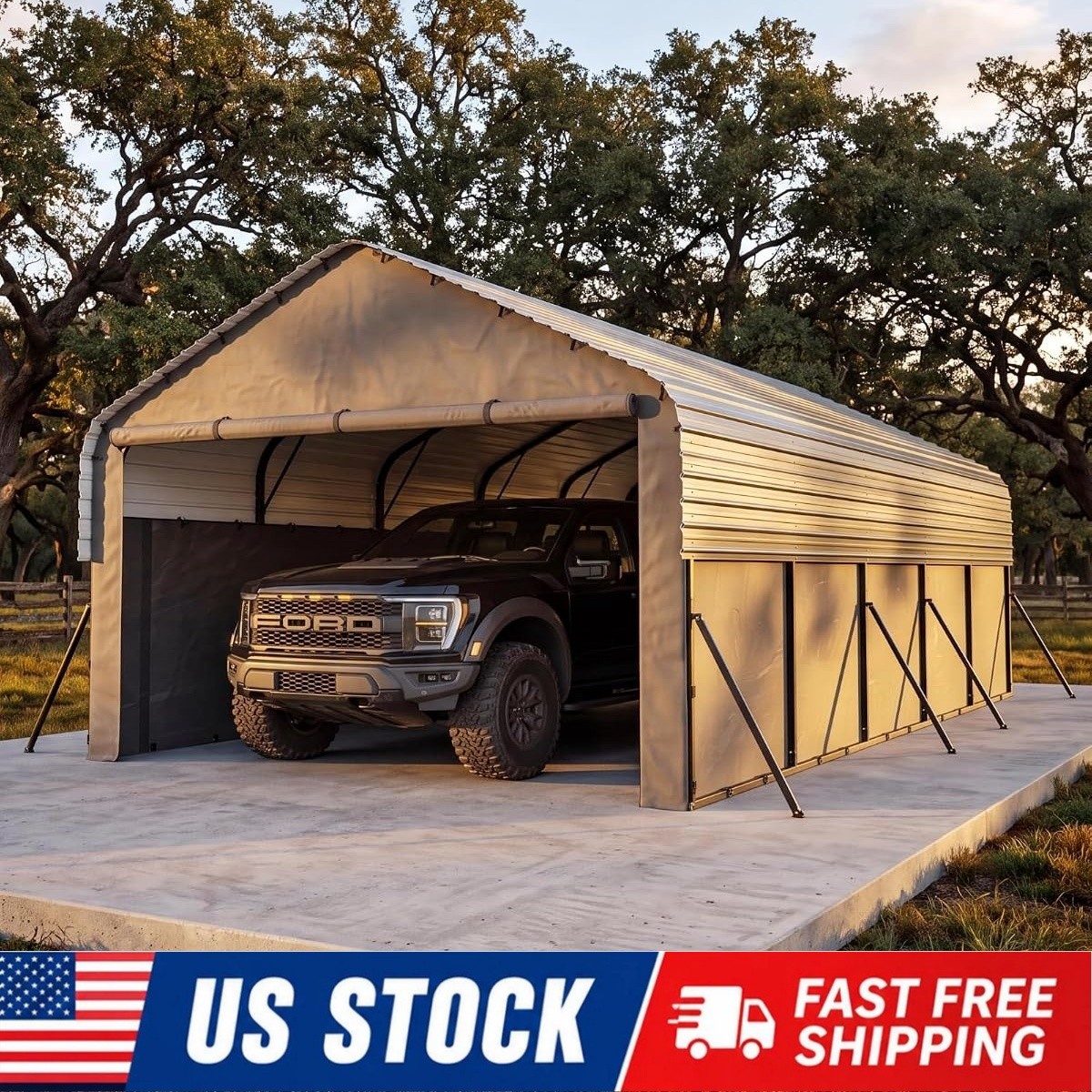 12x25FT Heavy Duty Metal Carport with Removable 220 g Tarp Enclosed Car Ports 12x25FT Heavy Duty Metal Carport with Removable 220 g Tarp Enclosed Car Ports