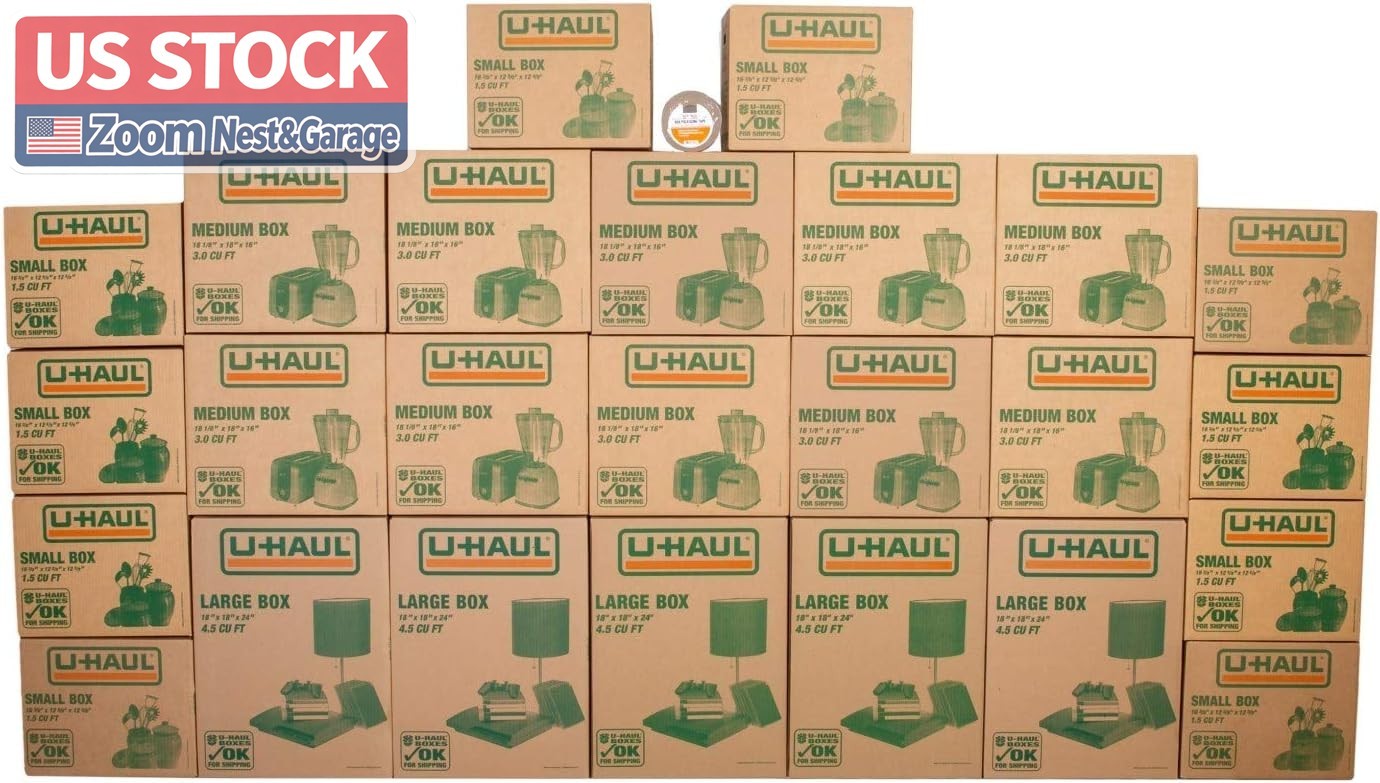 US Stock U-Haul Moving Box Variety Pack 10 Small 10 Medium 5 Large Tape