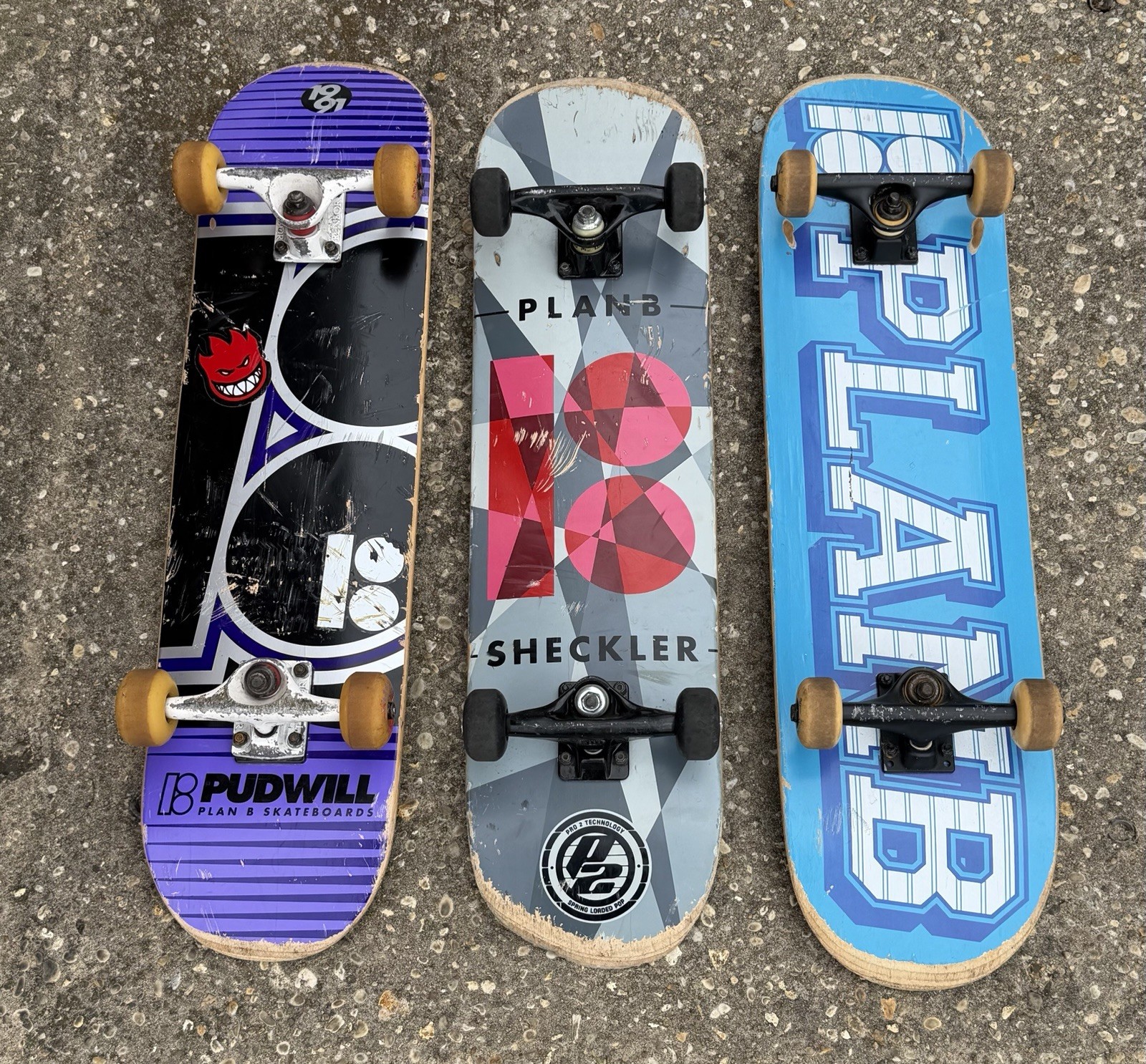 Lot Of 3 Plan B Skateboard 8” Complete Sheckler Pudwill Lot Of 3 Plan B Skateboard 8” Complete Sheckler Pudwill