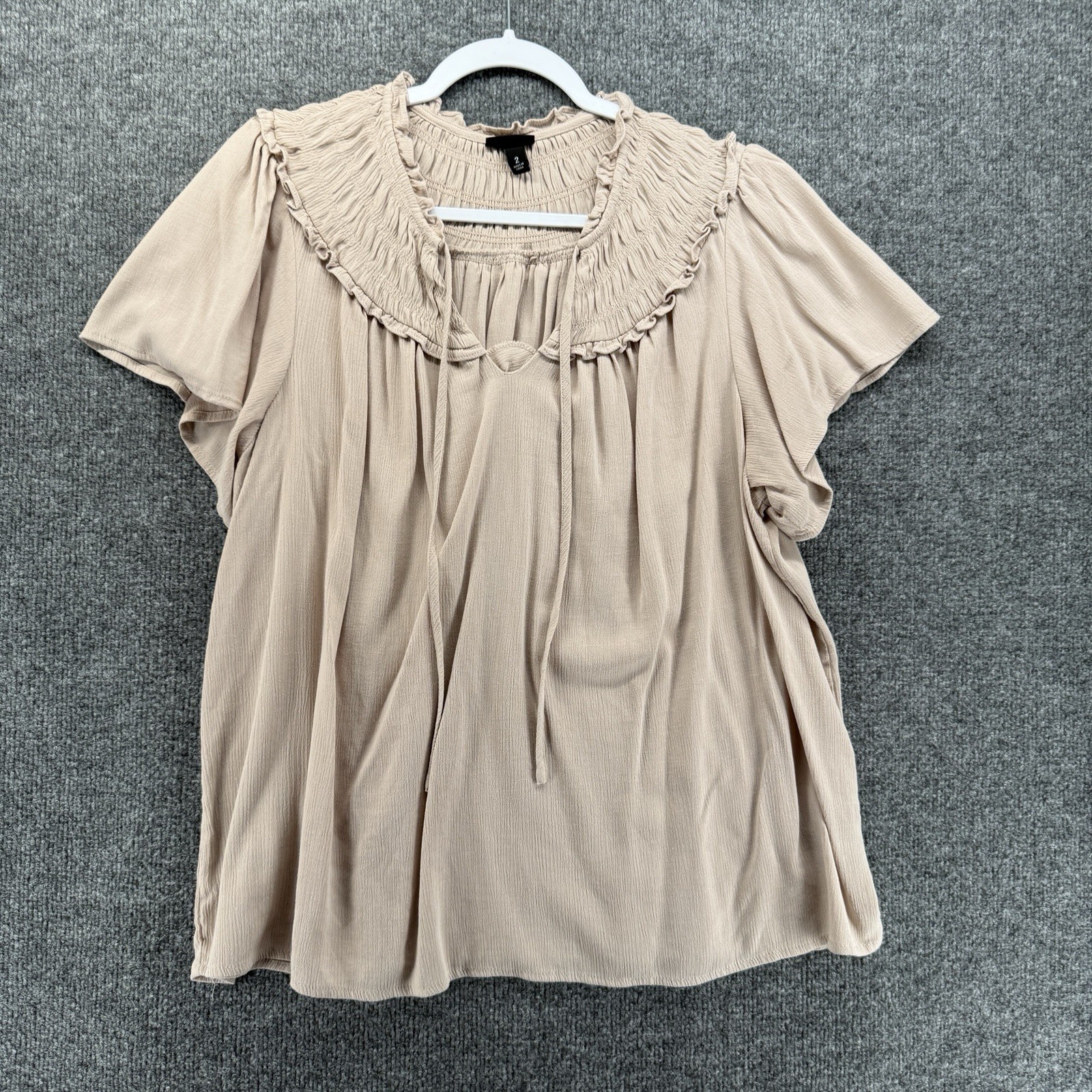 Torrid Top Womens 2X Beige Popover Peasant Boho Cottagecore Prairie Ranch Casual