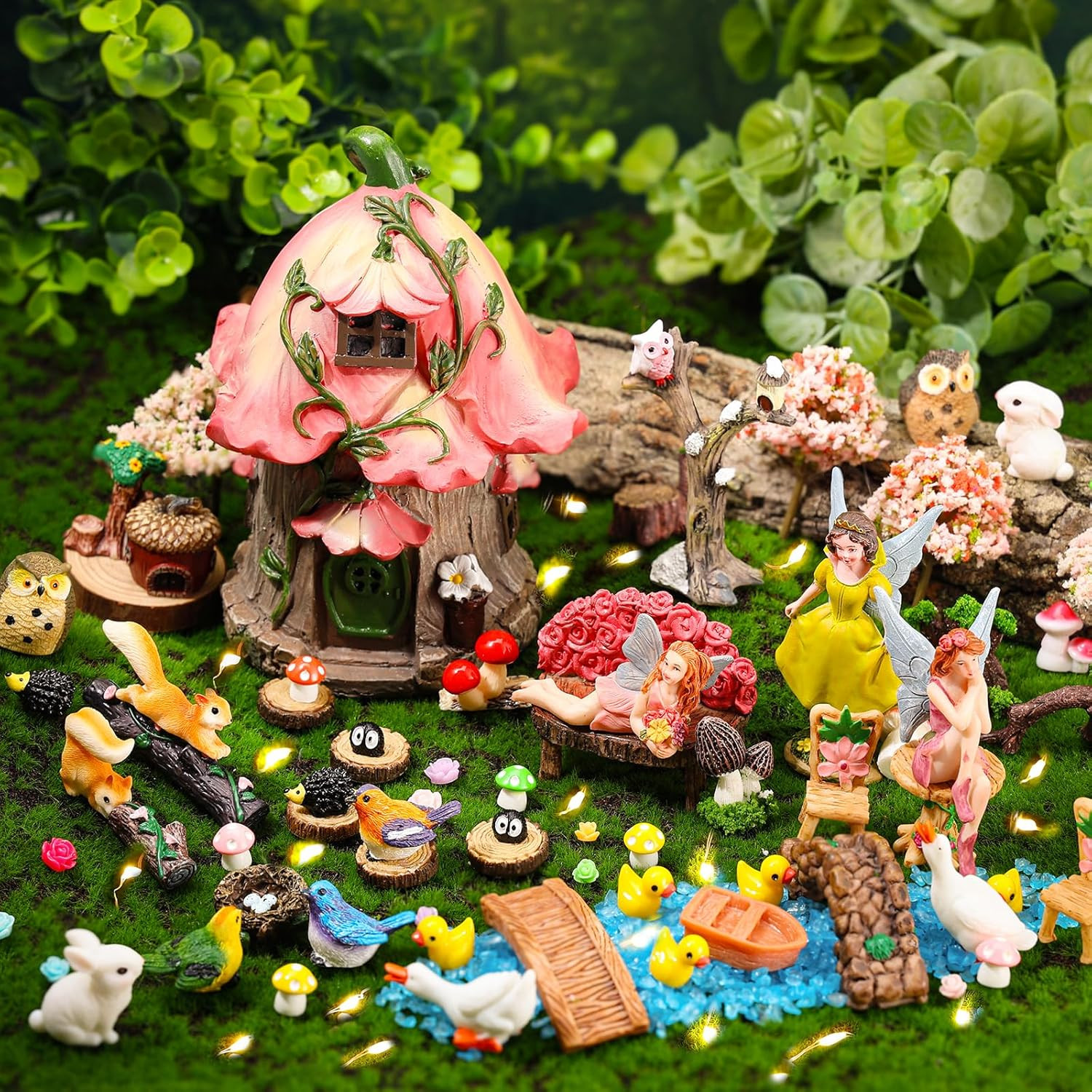 93 Pcs Fairy Garden House Resin Accessories Fairy Elves Kit Miniature Fairy 93 Pcs Fairy Garden House Resin Accessories Fairy Elves Kit Miniature Fairy