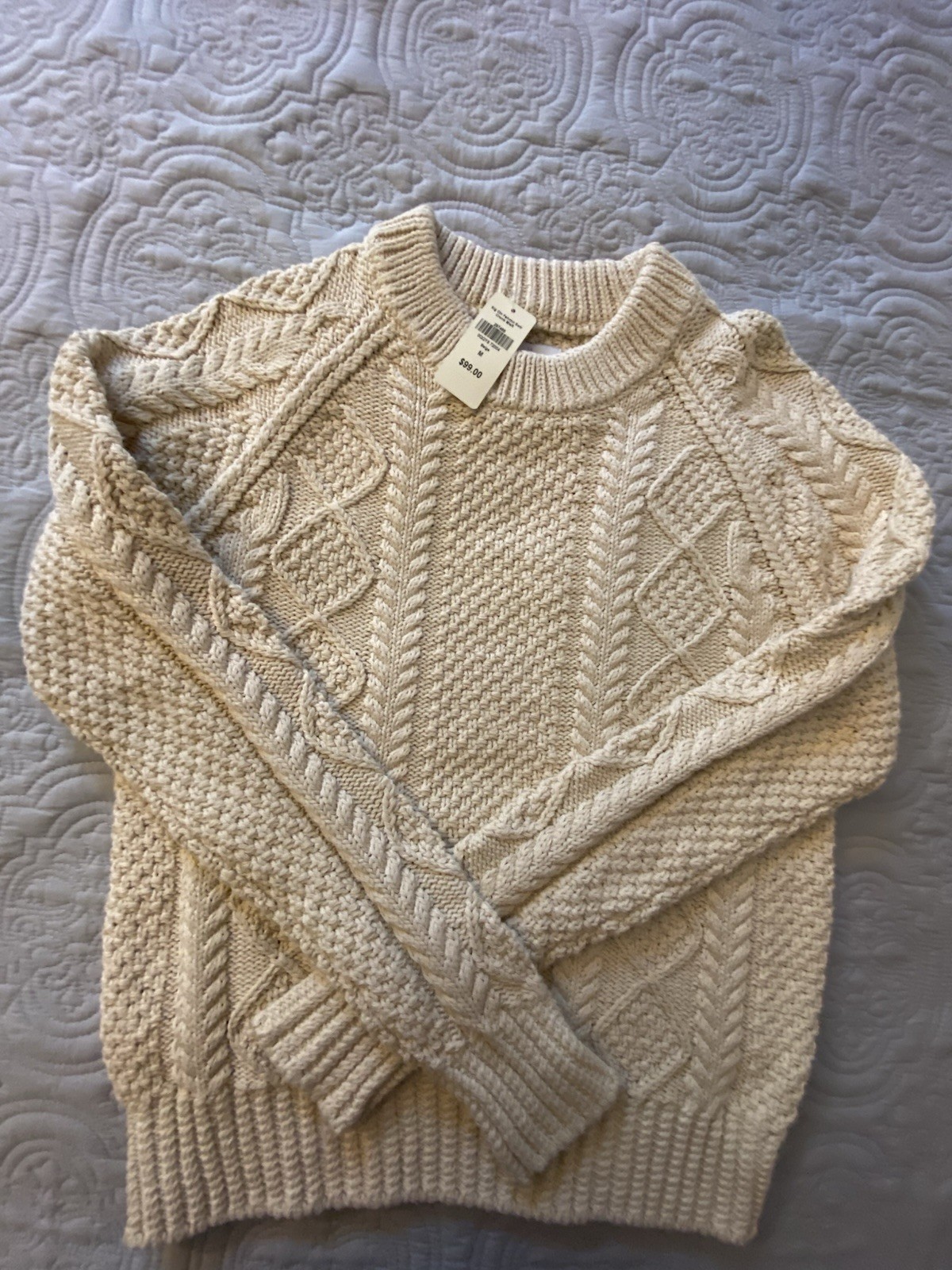 L.L. Bean Signature Women’s Cable Knit Crewneck Pullover Sweater Beige M L.L. Bean Signature Women’s Cable Knit Crewneck Pullover Sweater Beige M