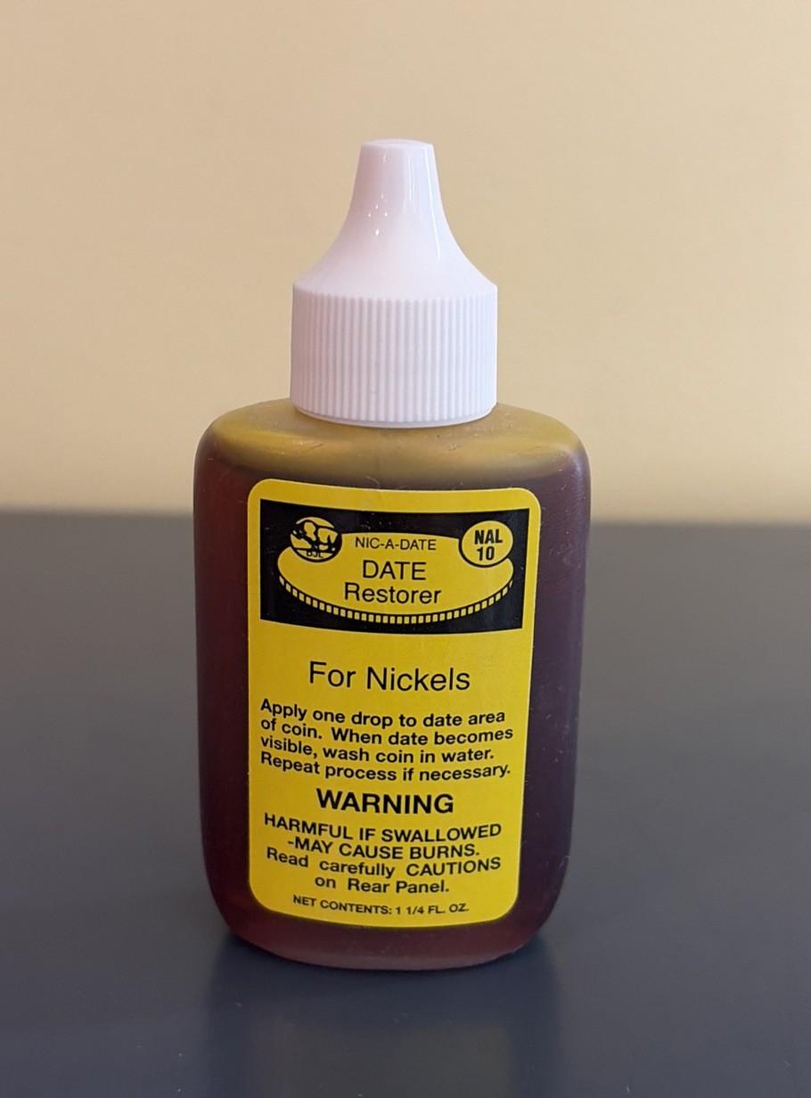 Nic-A-Date Date Restorer For Nickels Restore Buffalo Coin Acid Bottle NIC A DATE Nic-A-Date Date Restorer For Nickels Restore Buffalo Coin Acid Bottle NIC A DATE