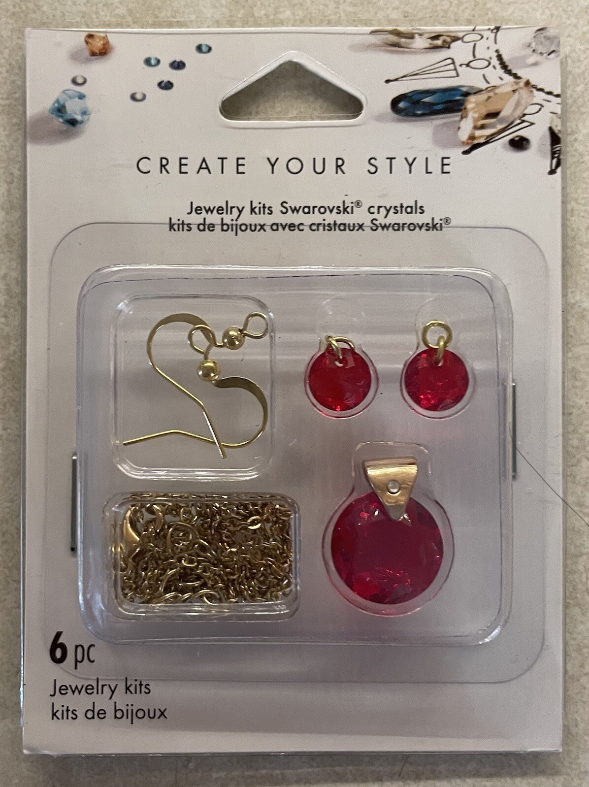 Swarovski 6 pc Jewelry Kits Ruby Red Earrings Necklace chain pendant (E)