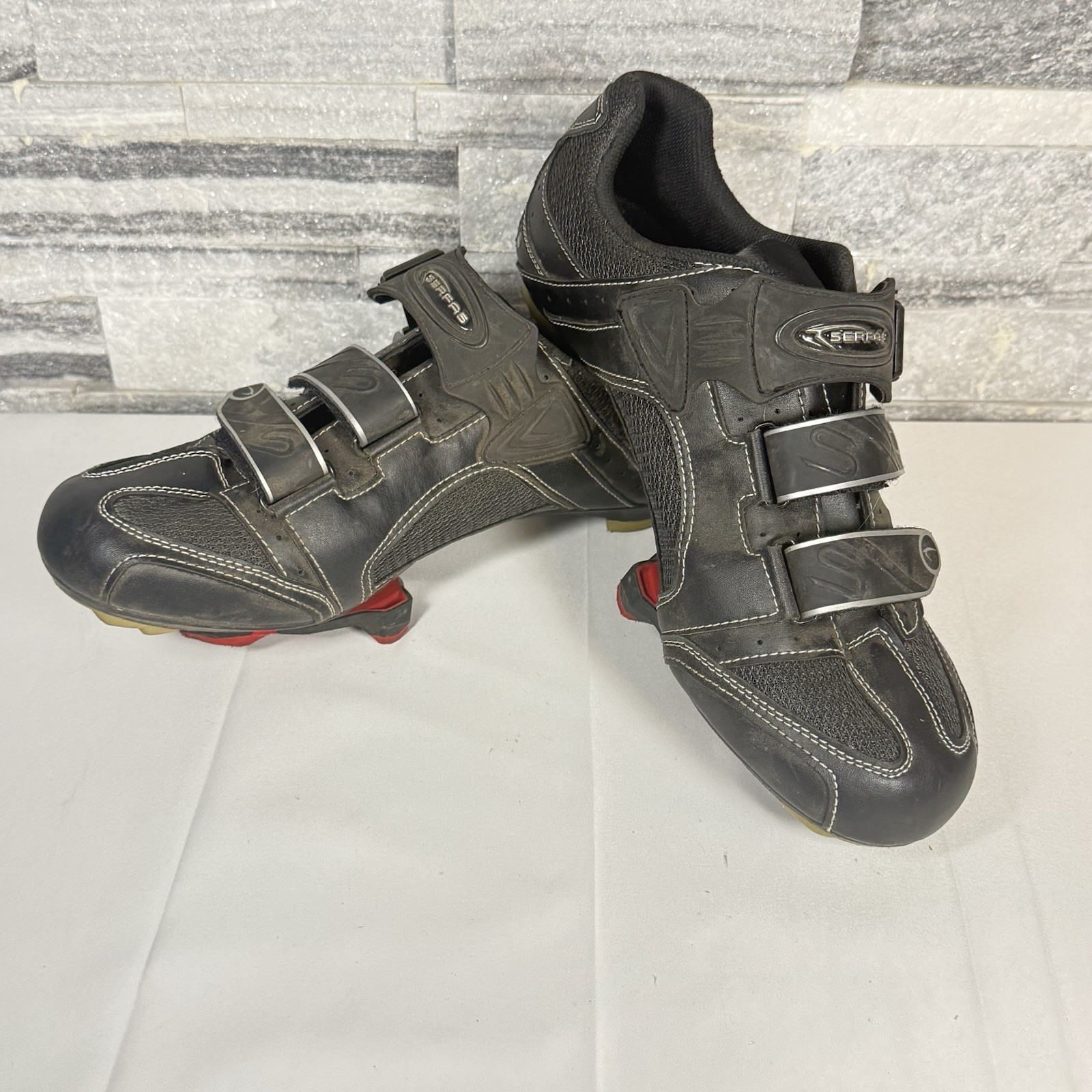 Serfas Podium Men’s 10 Road Cycling Shoes Black w/ Time RXS Cleats EU 44