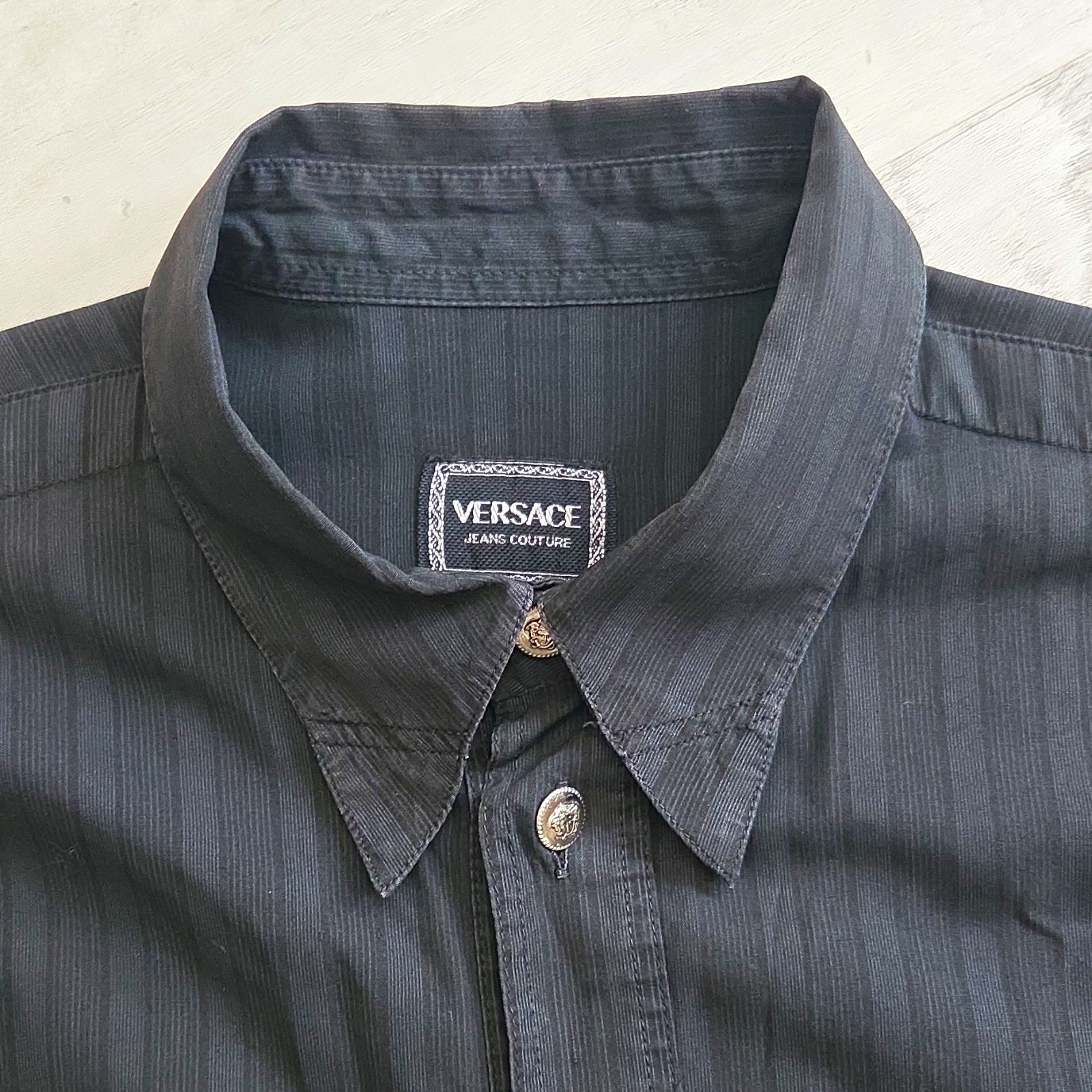 Vintage Gianni Versace Jeans Couture Black Western Silver Medusa Shirt Mens L Vintage Gianni Versace Jeans Couture Black Western Silver Medusa Shirt Mens L