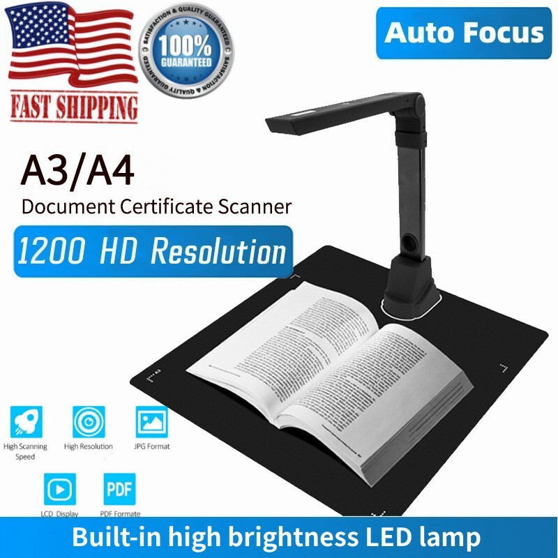 A3 A4 12MP Smart Document Scanner Portable Book Scanner OCR Auto-Flatten &Deskew A3 A4 12MP Smart Document Scanner Portable Book Scanner OCR Auto-Flatten &Deskew