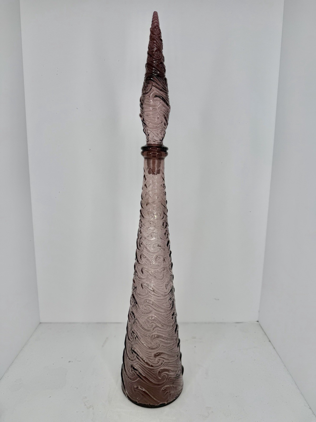 HTF Vintage MCM Empoli Guildcraft Wave Decanter 22.5” Amethyst W/stopper HTF Vintage MCM Empoli Guildcraft Wave Decanter 22.5” Amethyst W/stopper
